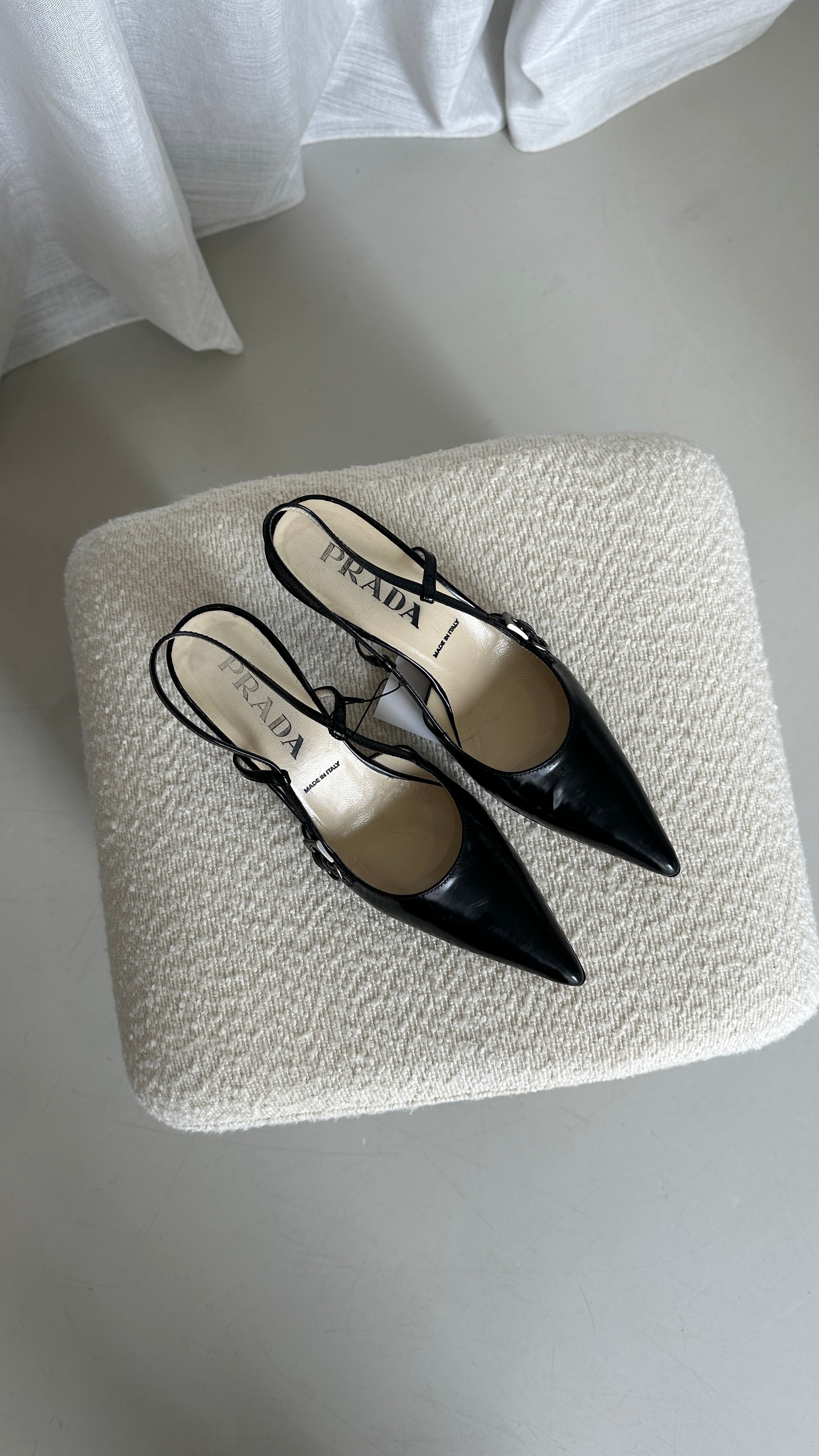 Prada Vintage Slingback Patent Leather Heels - Size 36