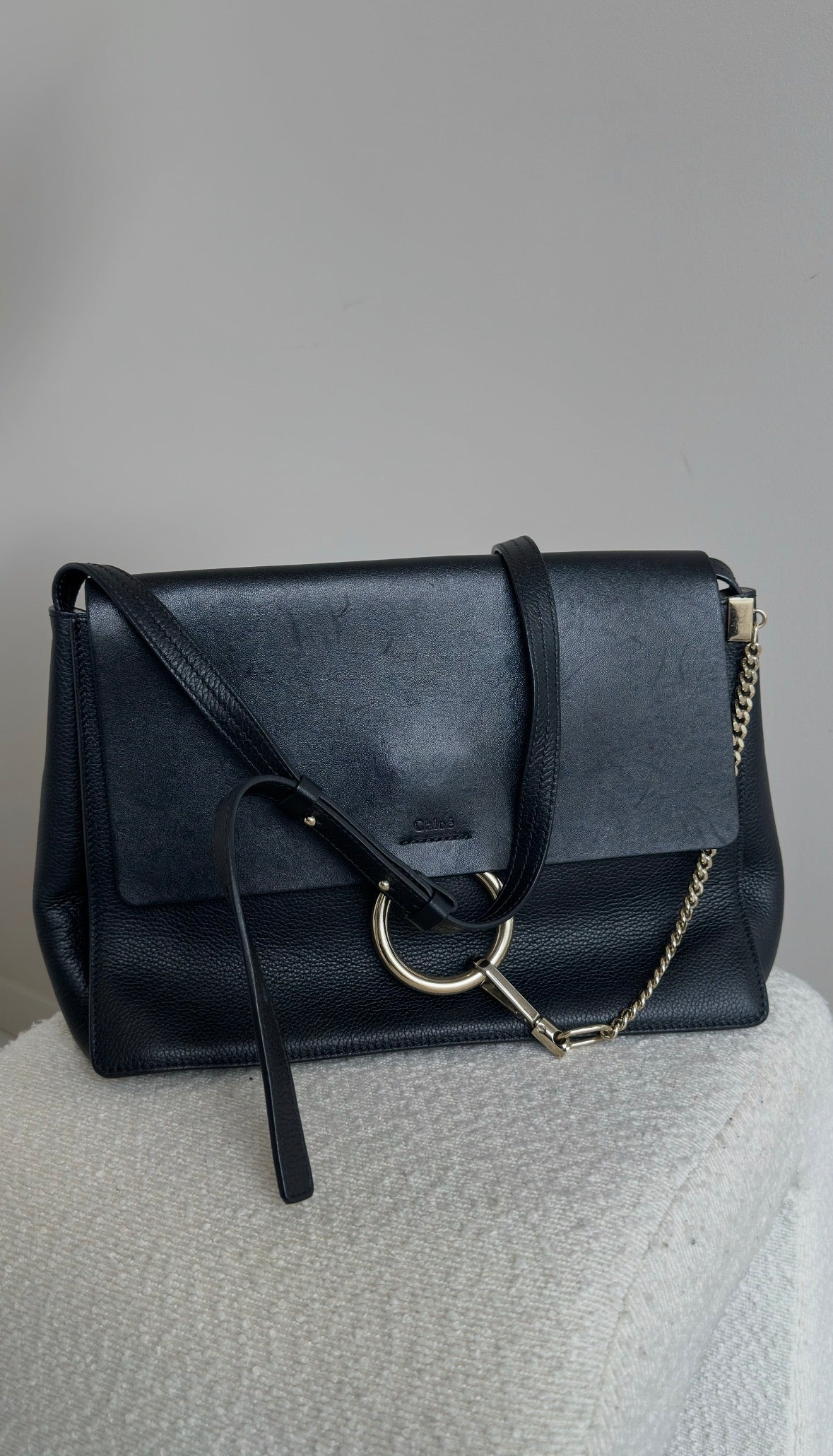 CHLOÉ MEDIUM FAYE LEATHER CROSSBODY BAG IN Black