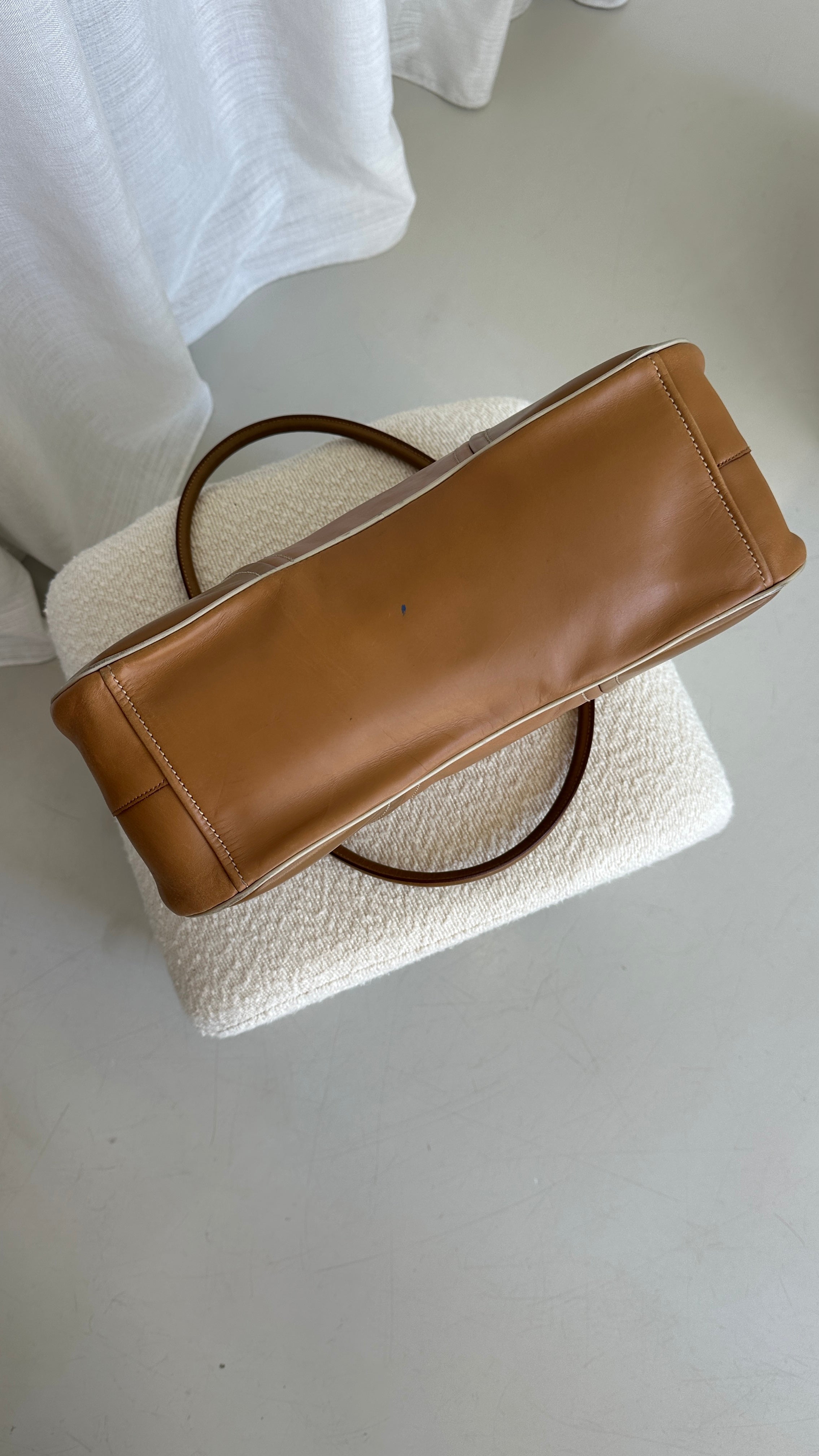 Prada Vintage Leather Shoulder Bag In Camel