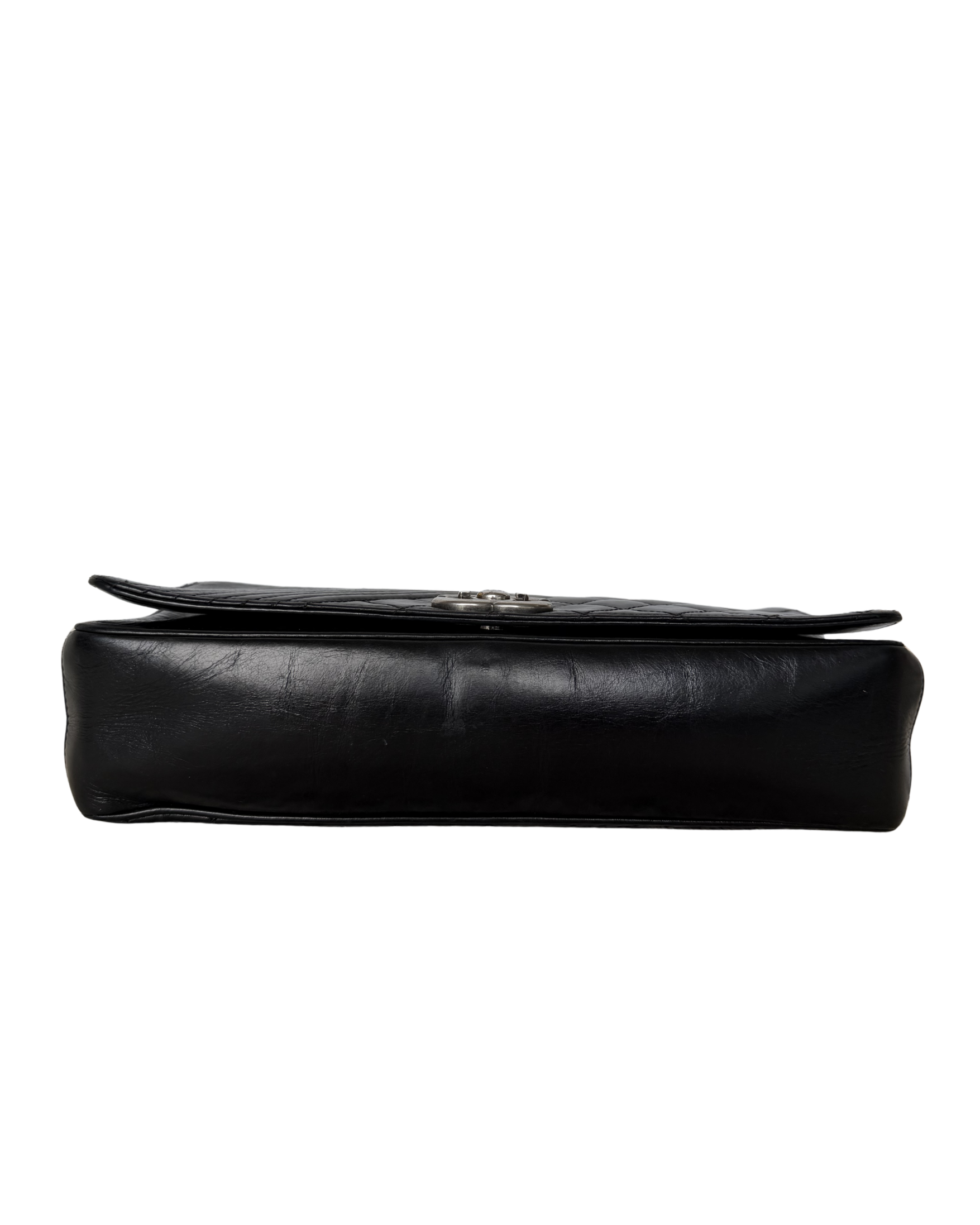 CHANEL LARGE QUILTED COCO BOY FLAP SHOULDER BAG IN BLACK