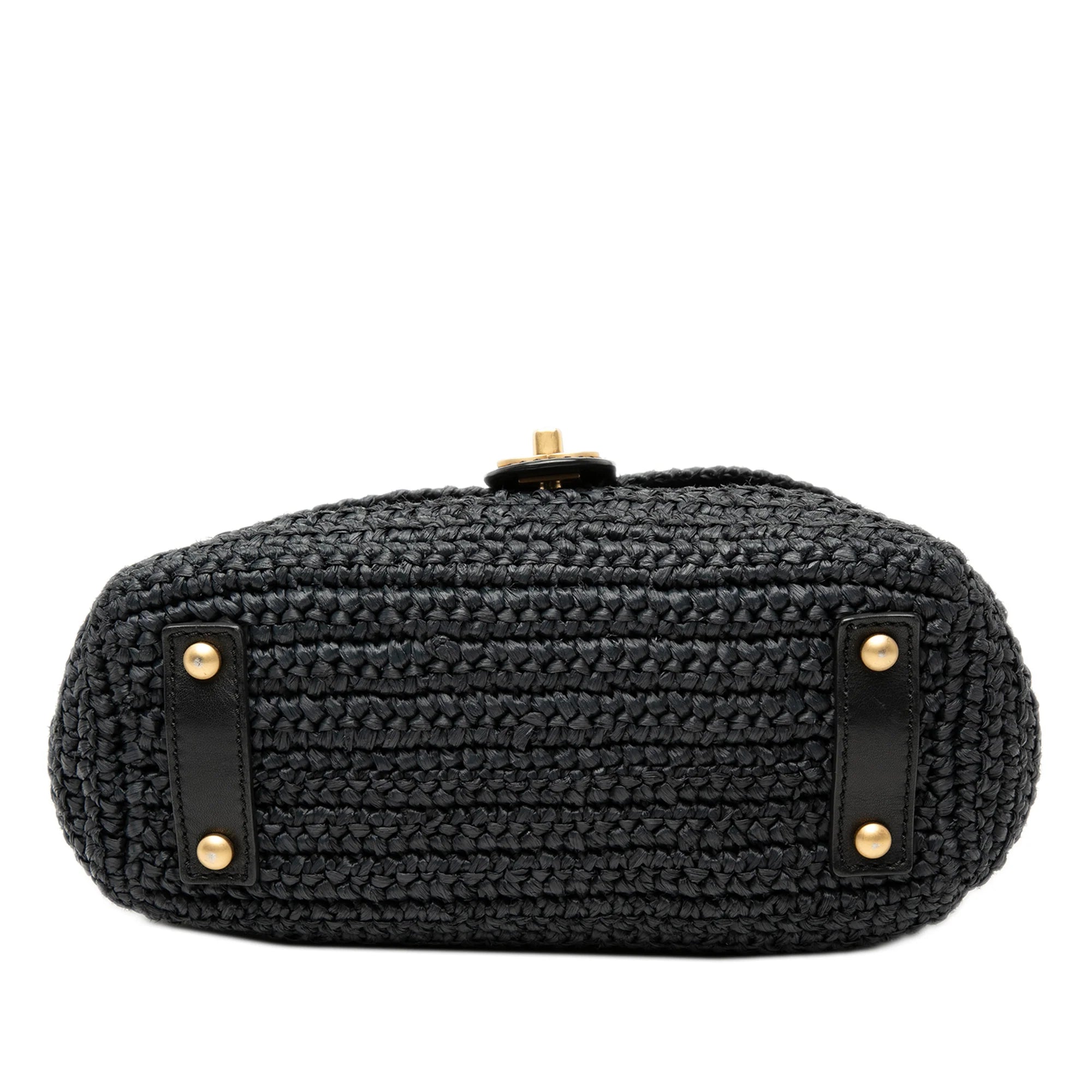 CHANEL CC RAFFIA CROSSBODY BAG IN BLACK