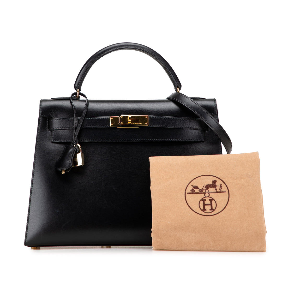 Hermès Box Calf Kelly Sellier 32 Black