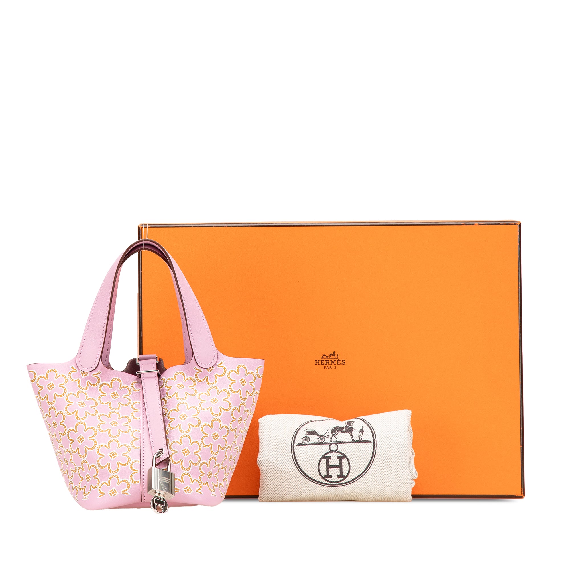 Hermès Micro Swift Lucky Daisy Picotin Lock 14 In Pink