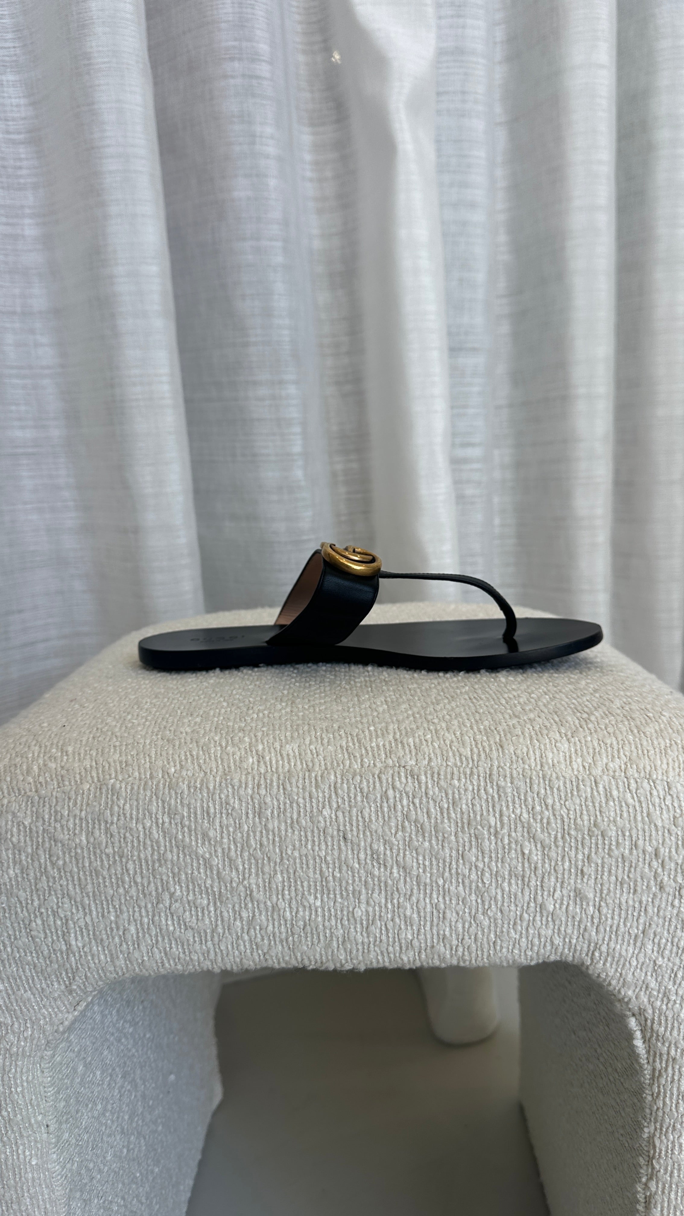 Gucci GG Marmont Thong Sandals In Black - Size 38