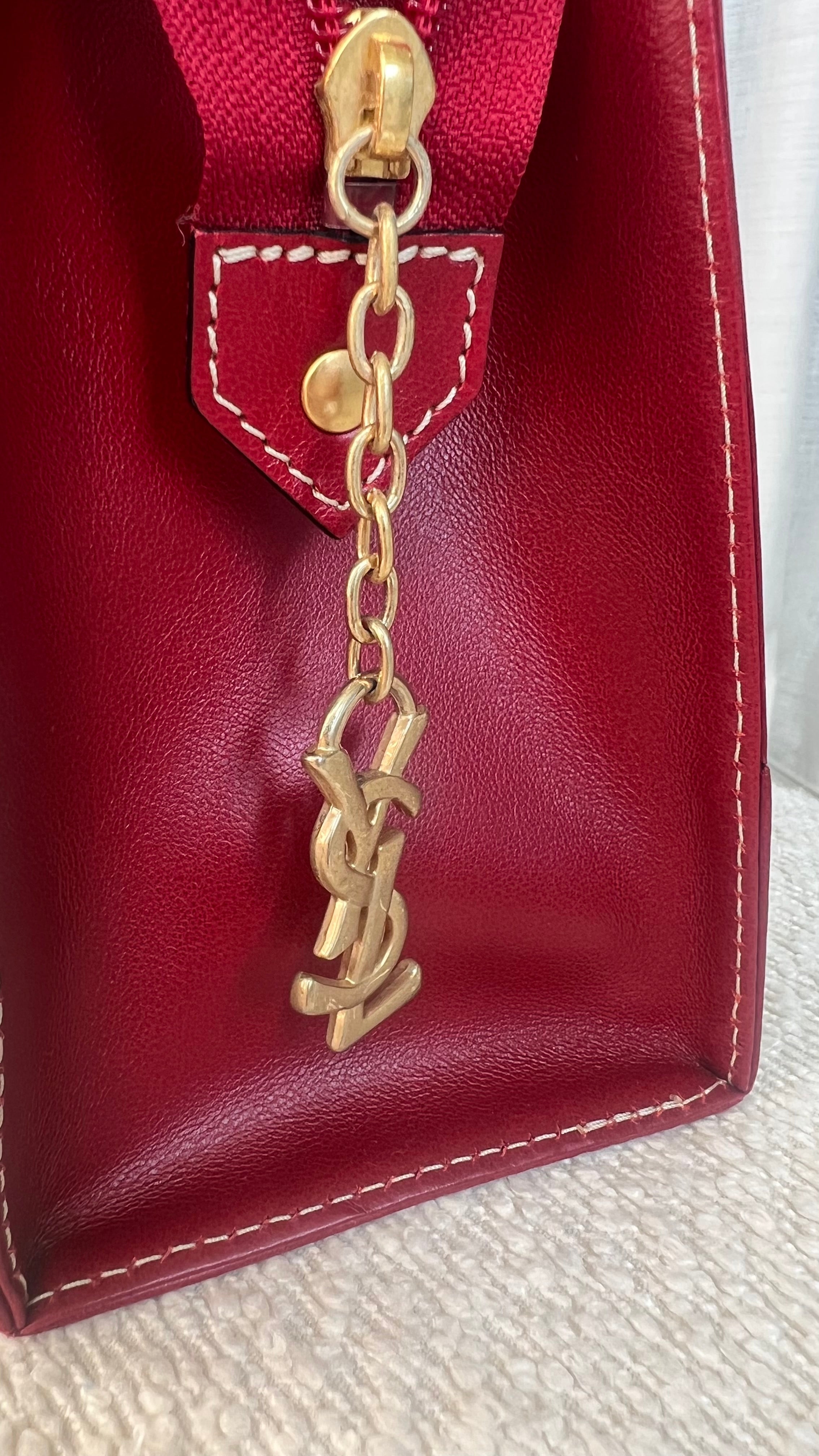 Saint Laurent Vintage Leather Satchel In Red