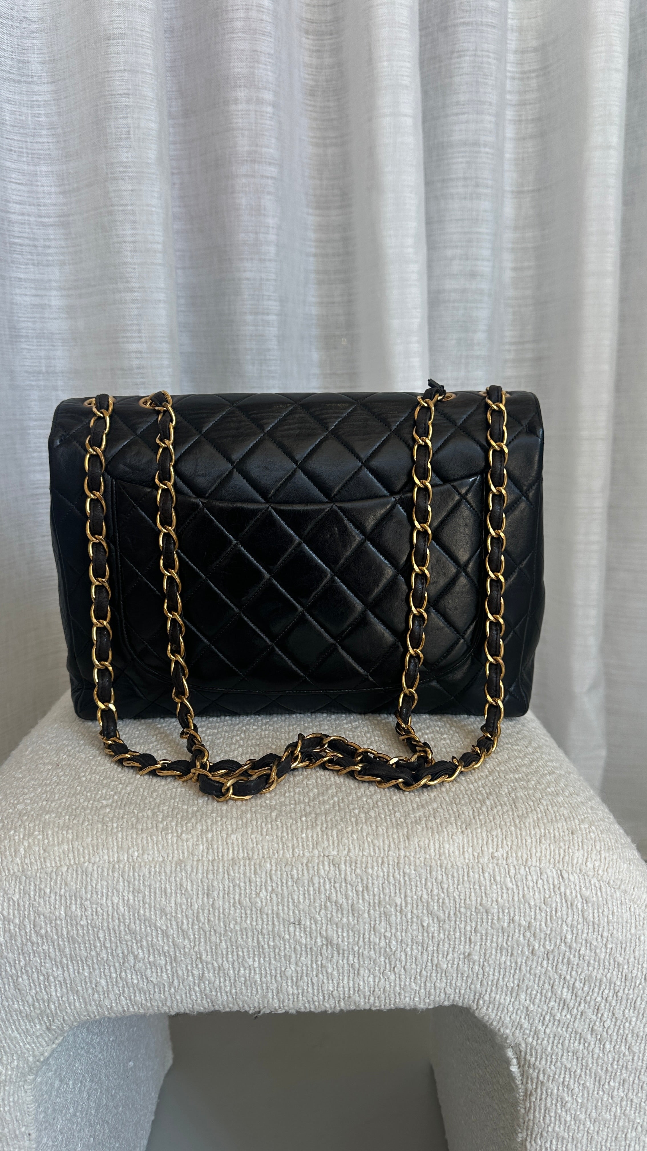 CHANEL MAXI JUMBO BIG LOGO BAG IN BLACK