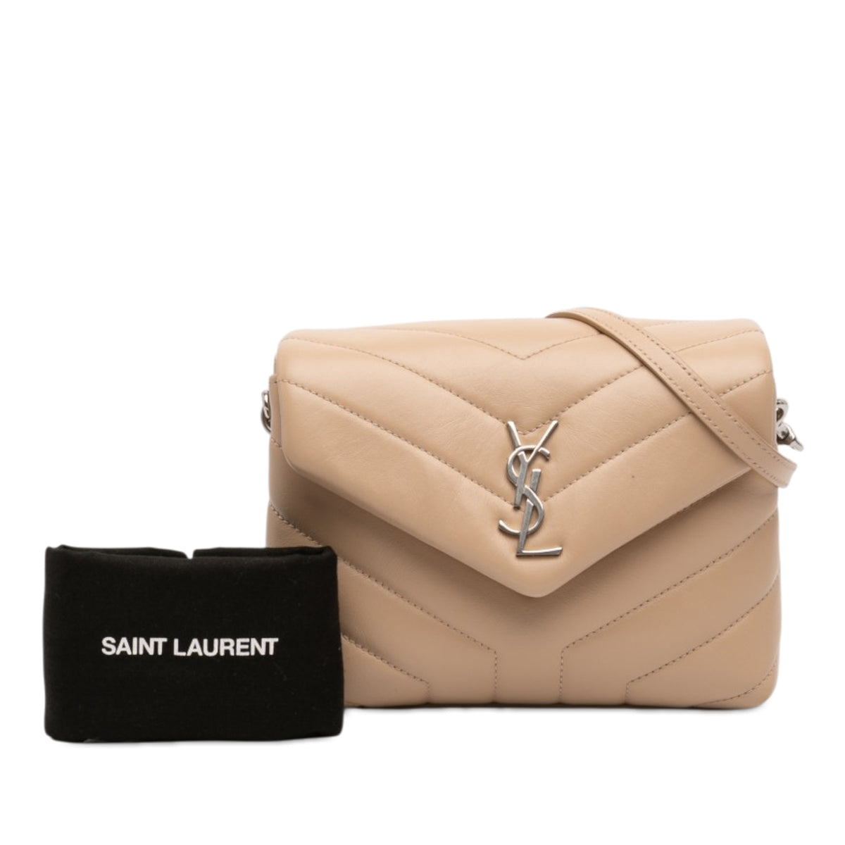 Saint Laurent Toy Matelasse Calfskin Monogram LouLou Crossbody Beige