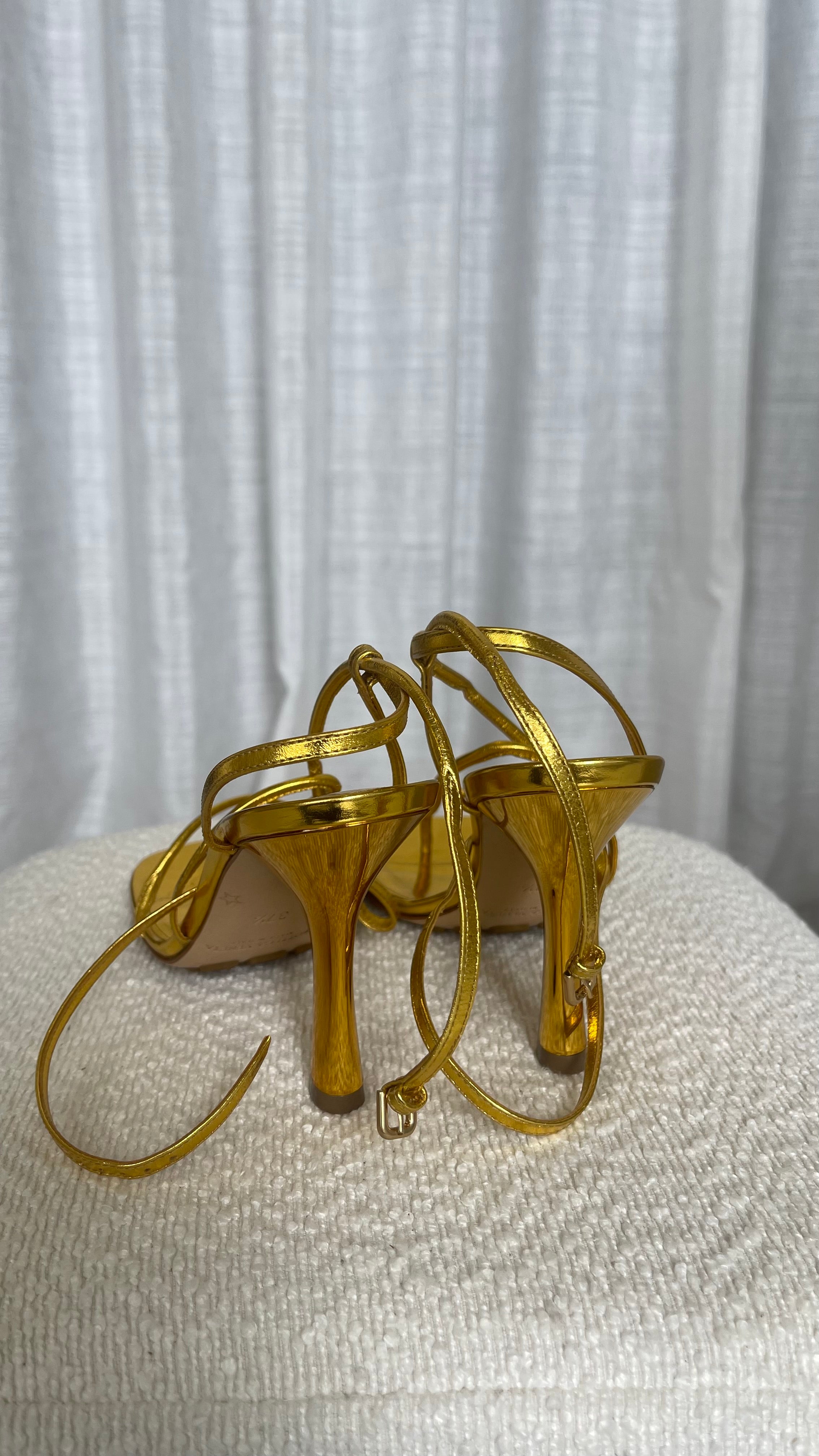 Bottega Veneta Heel Sandals In Golden - Size 37.5