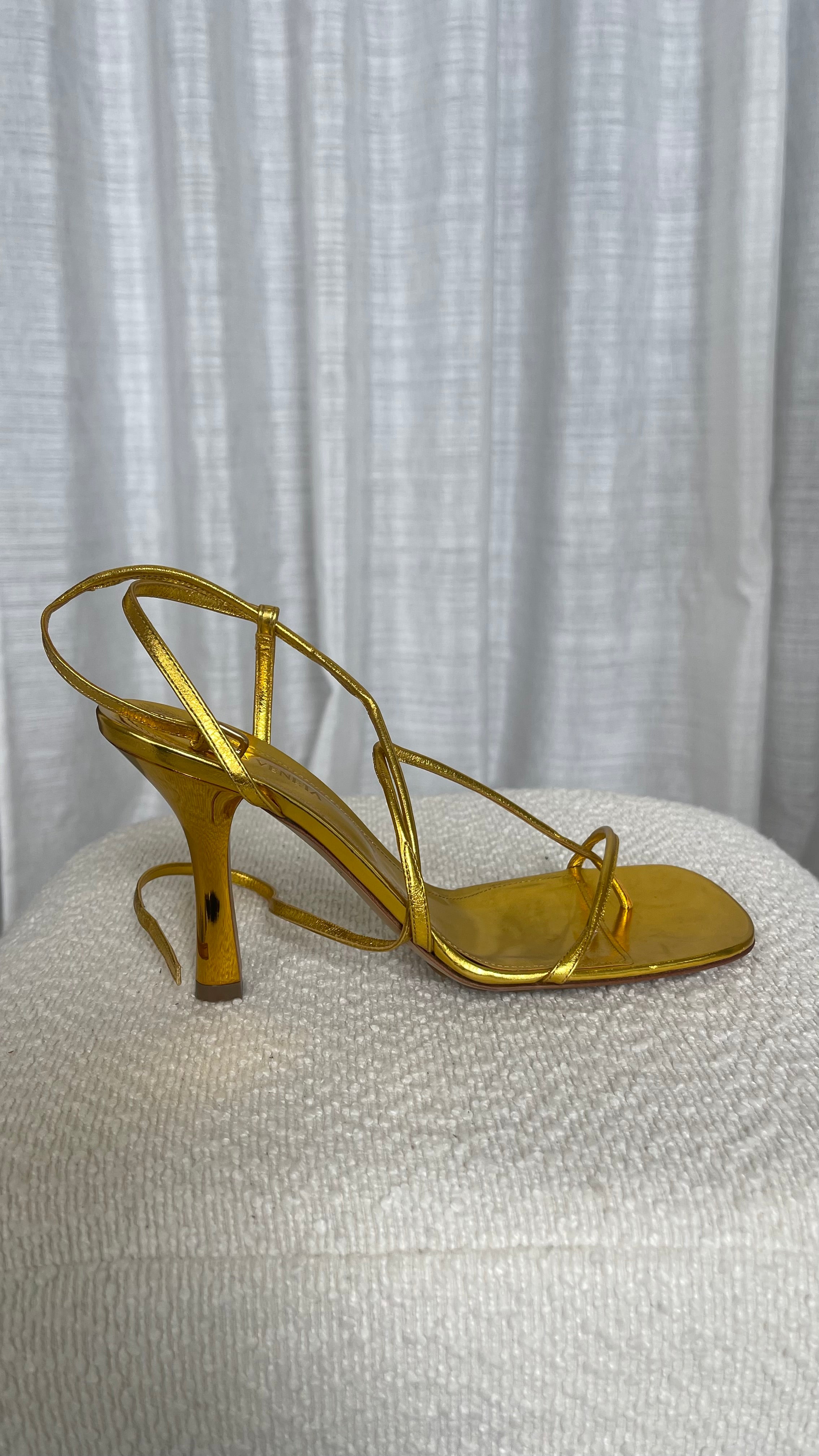 Bottega Veneta Heel Sandals In Golden - Size 37.5