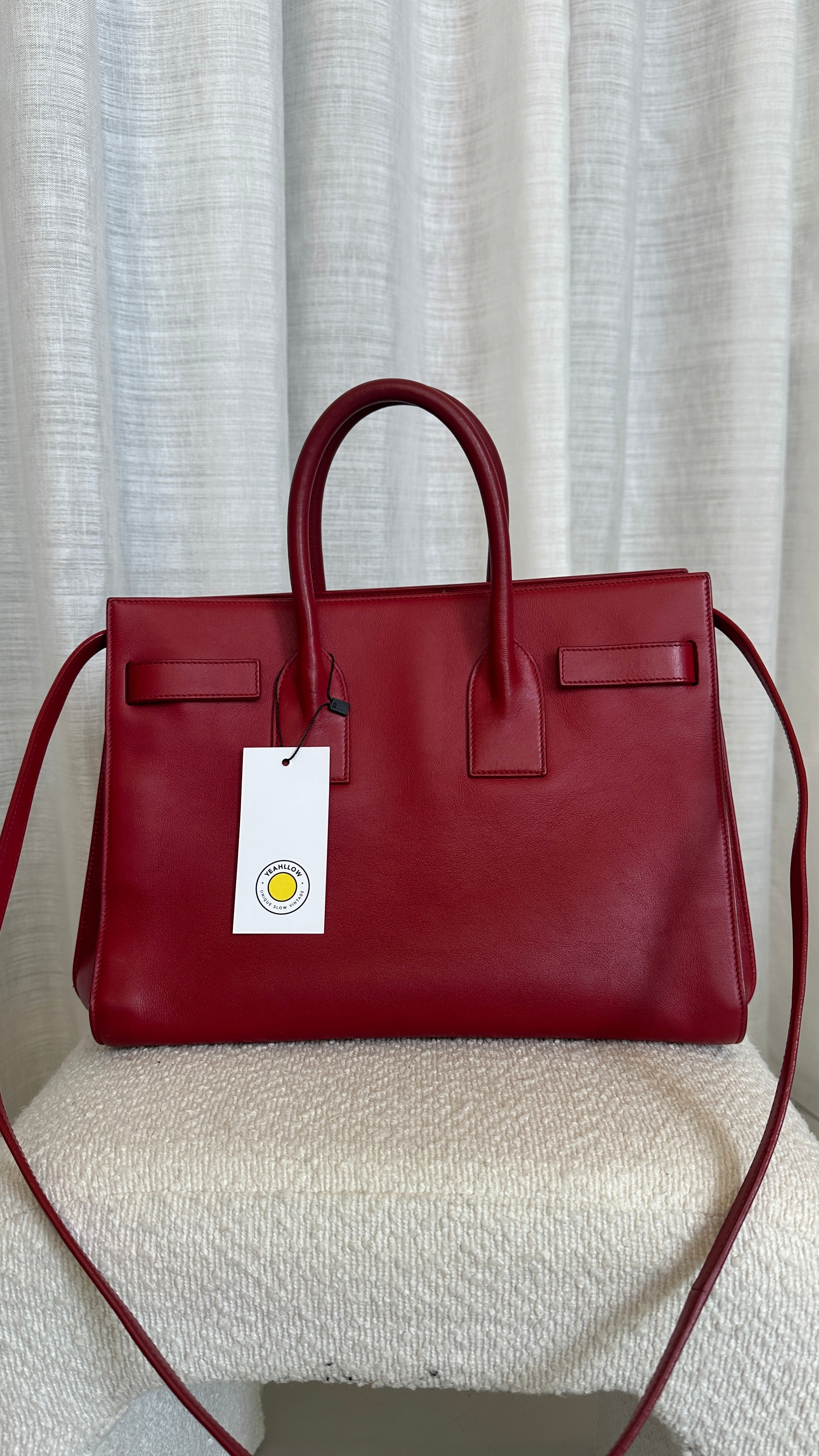 SAINT LAURENT SAC DE JOUR LEATHER TOTE BAG- IN RED
