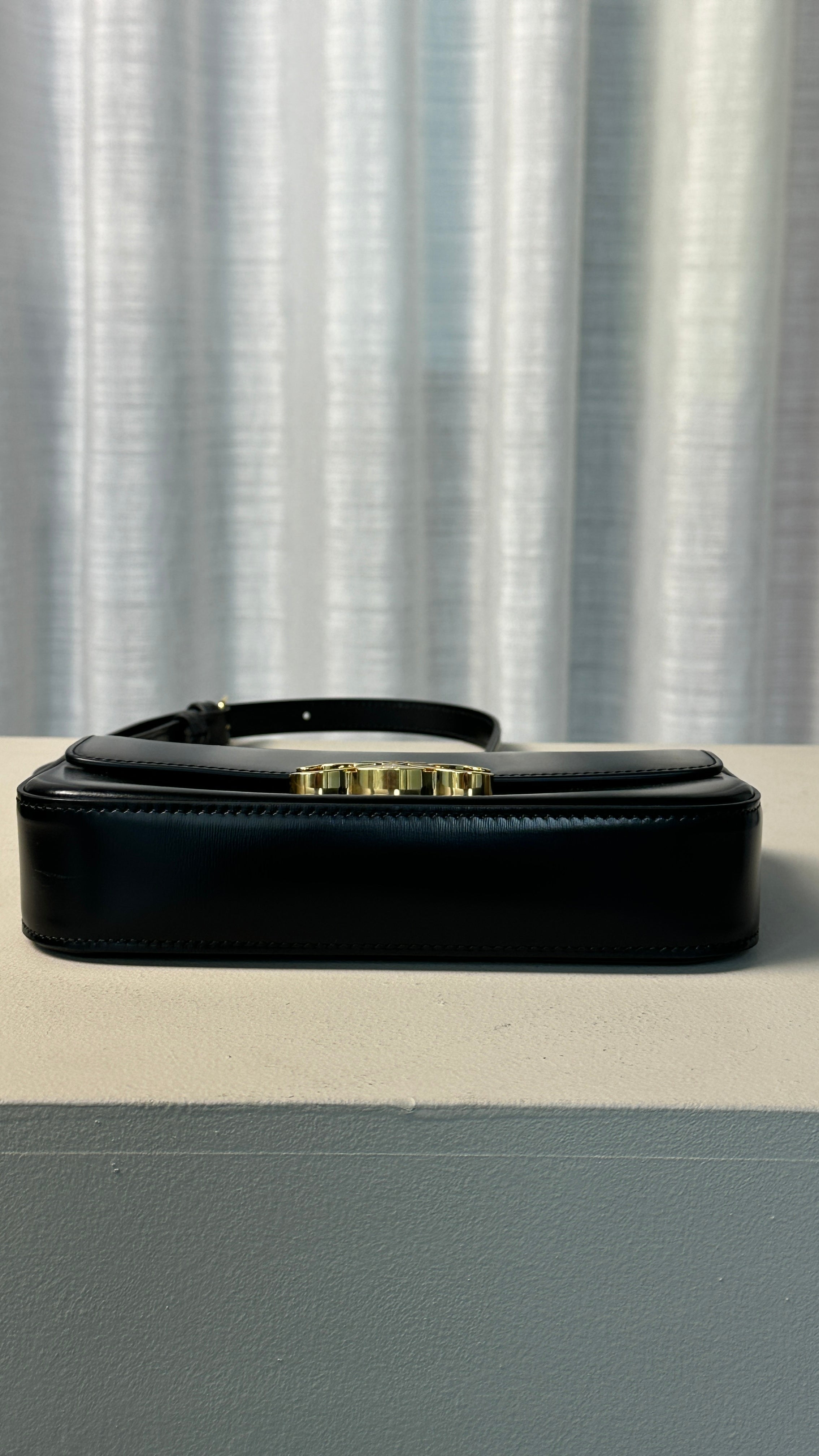 CÉLINE TRIOMPHE LONG LEATHER HANDBAG IN BLACK