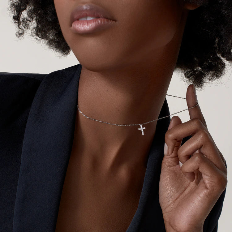 Cartier Diamonds Cross Symbol Pendant Necklace In Silver