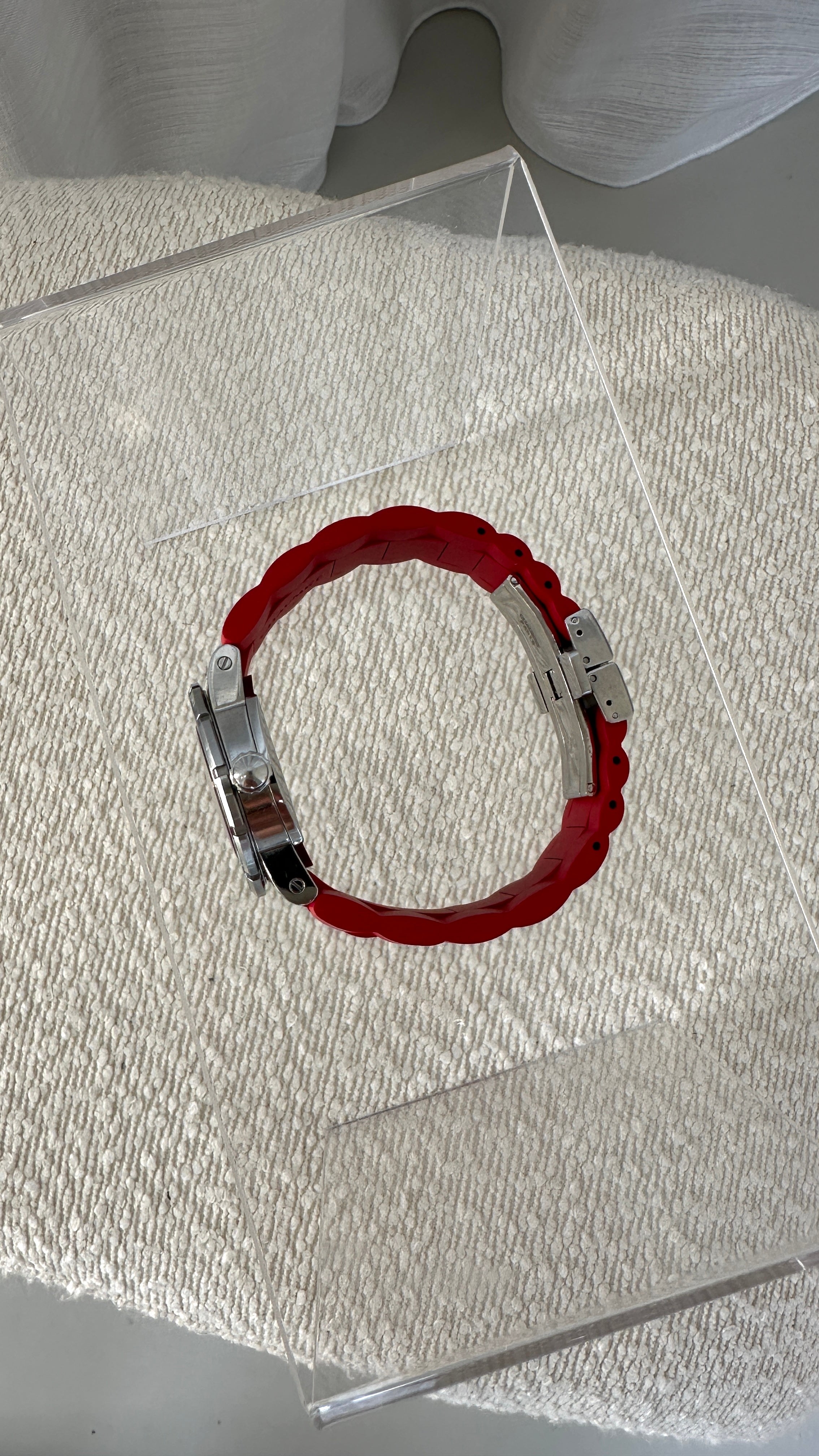 Chaumet Class One Steel Diamonds 34mm Watch In Red