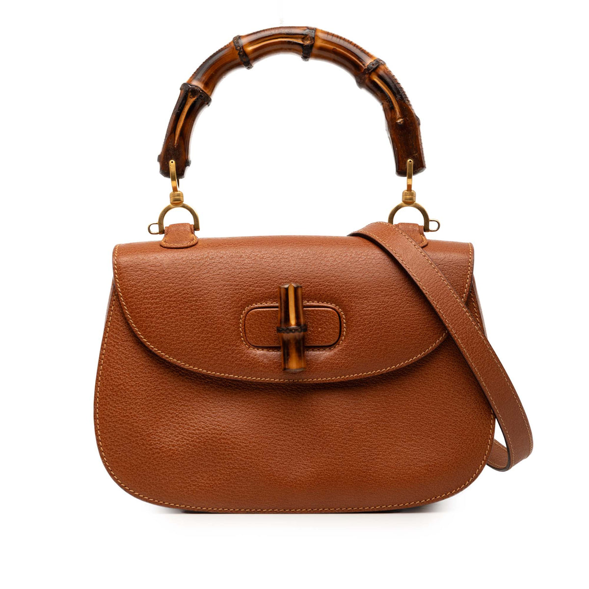 Gucci Grained Calfskin Bamboo in Camel