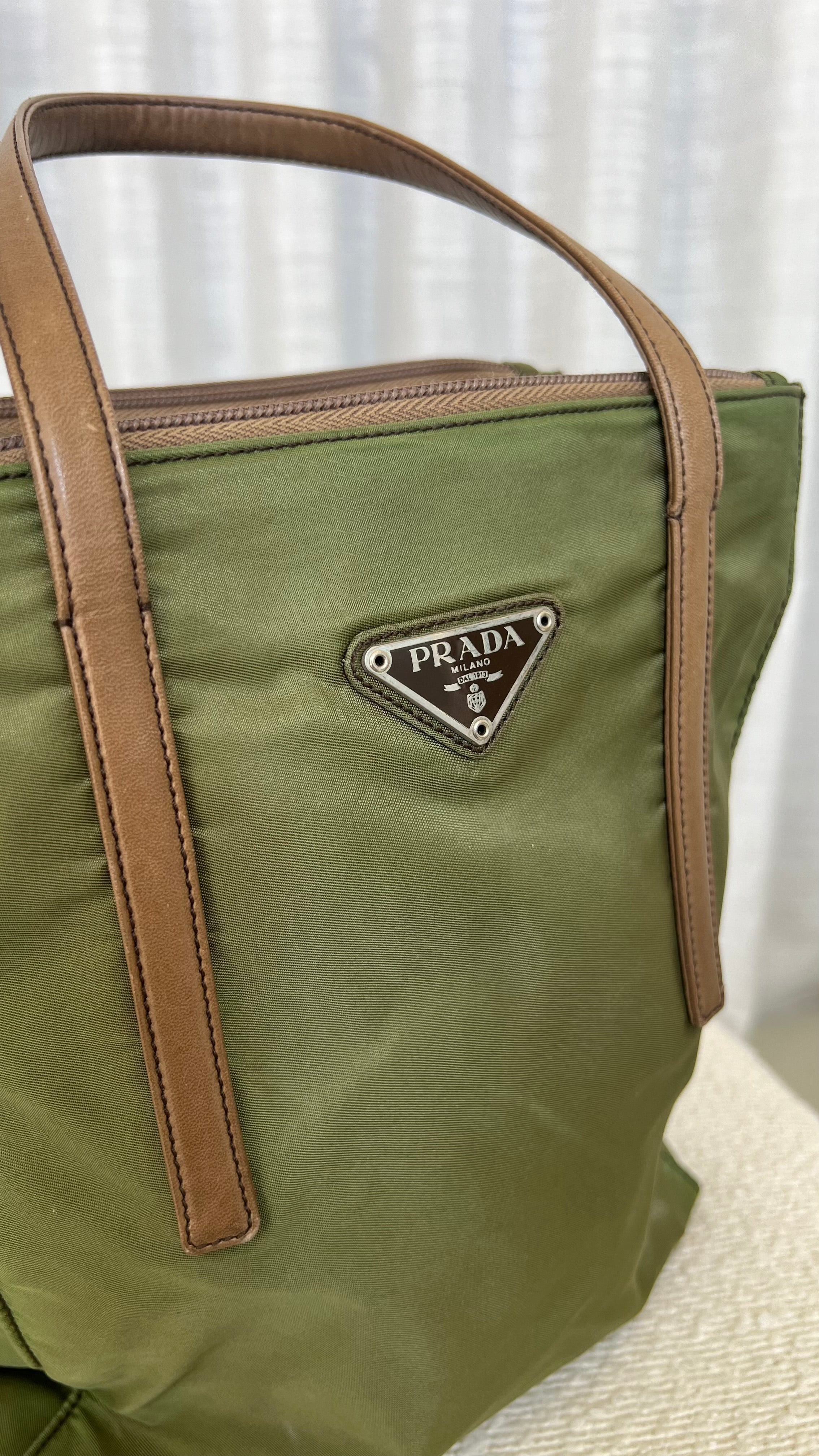 Prada Vintage Nylon Handbag In Green