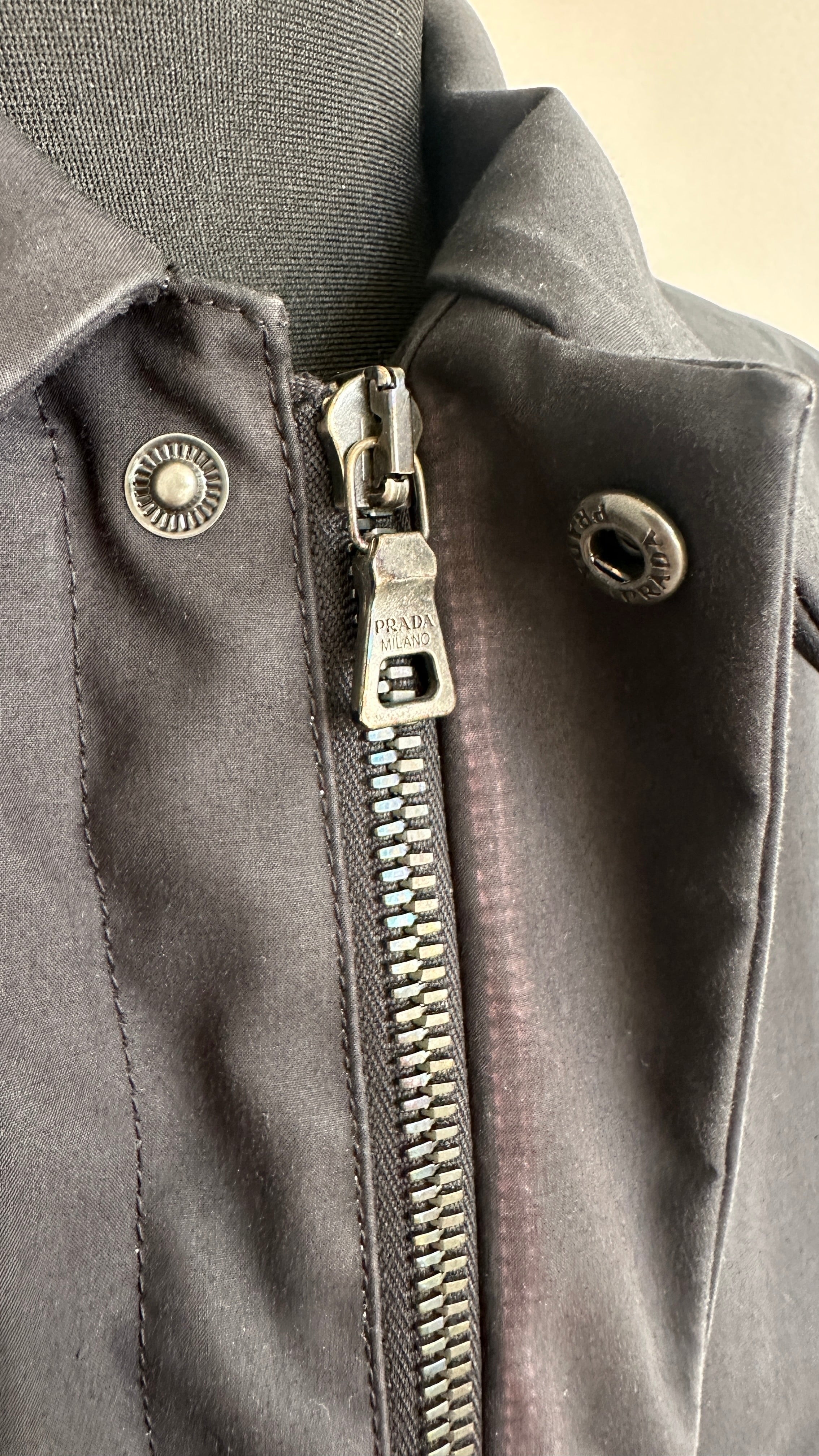 Prada Long Trench Coat In Black