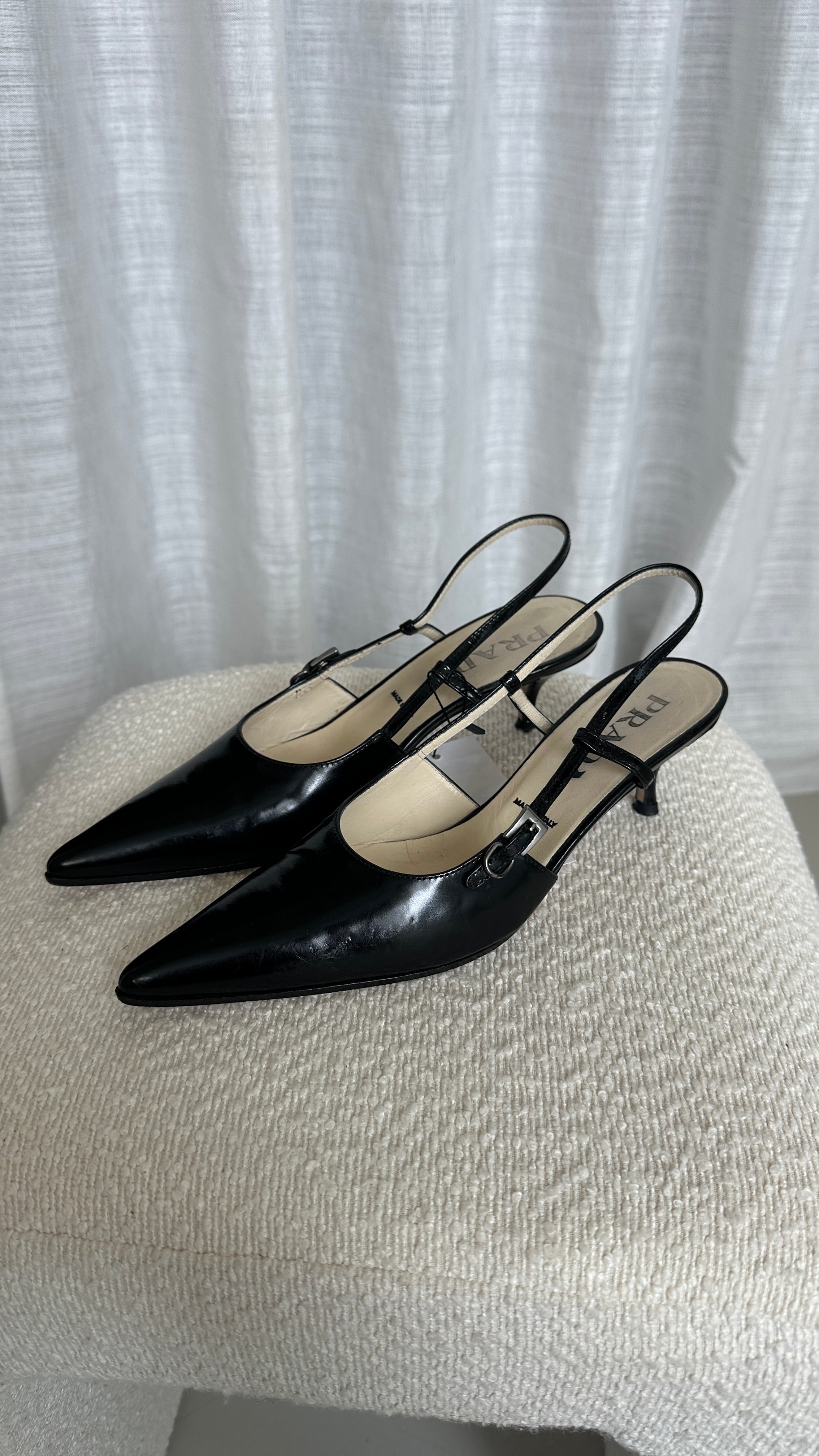 Prada Vintage Slingback Patent Leather Heels - Size 36