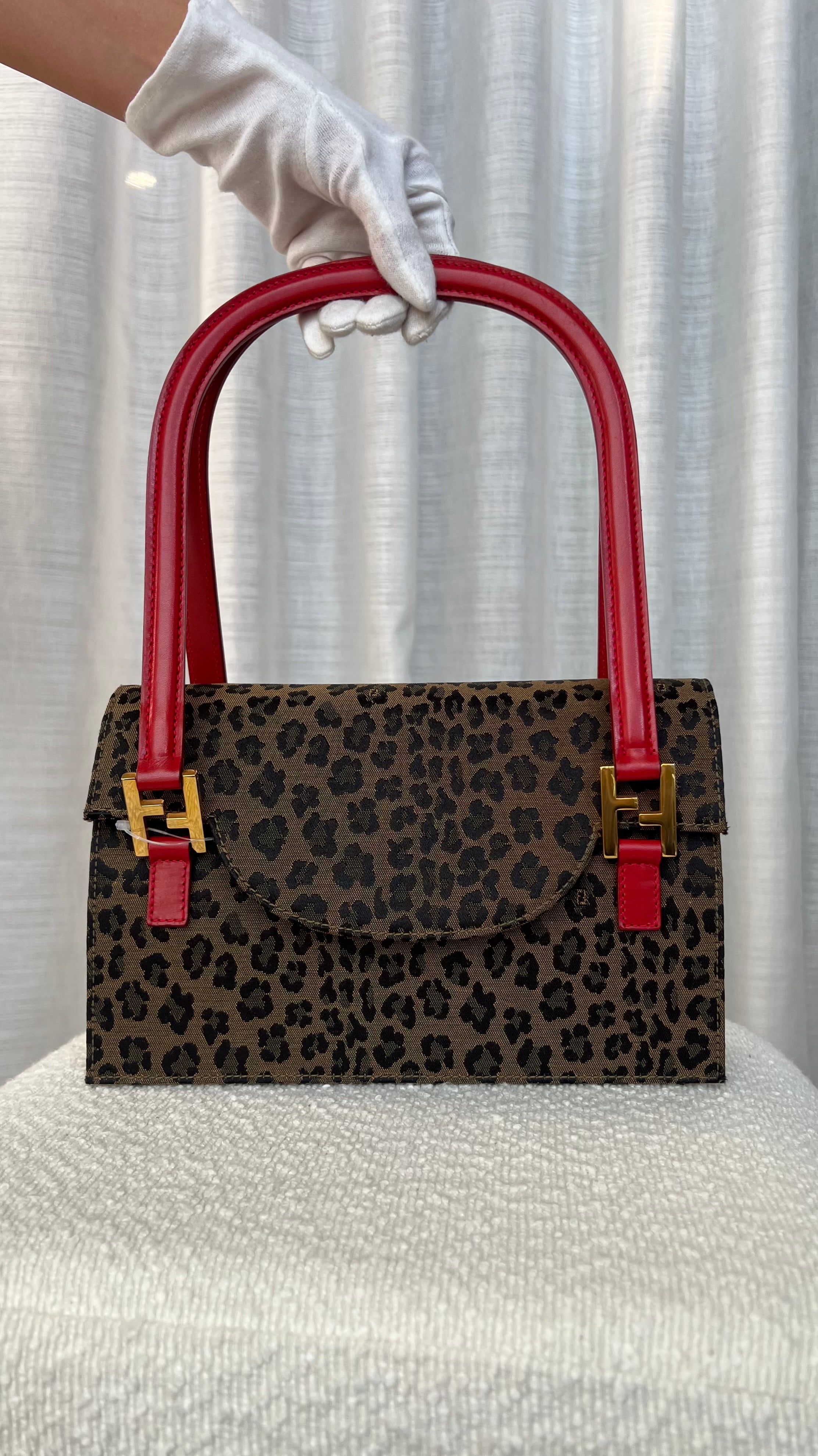 Fendi Leopard Print Canvas Handbag