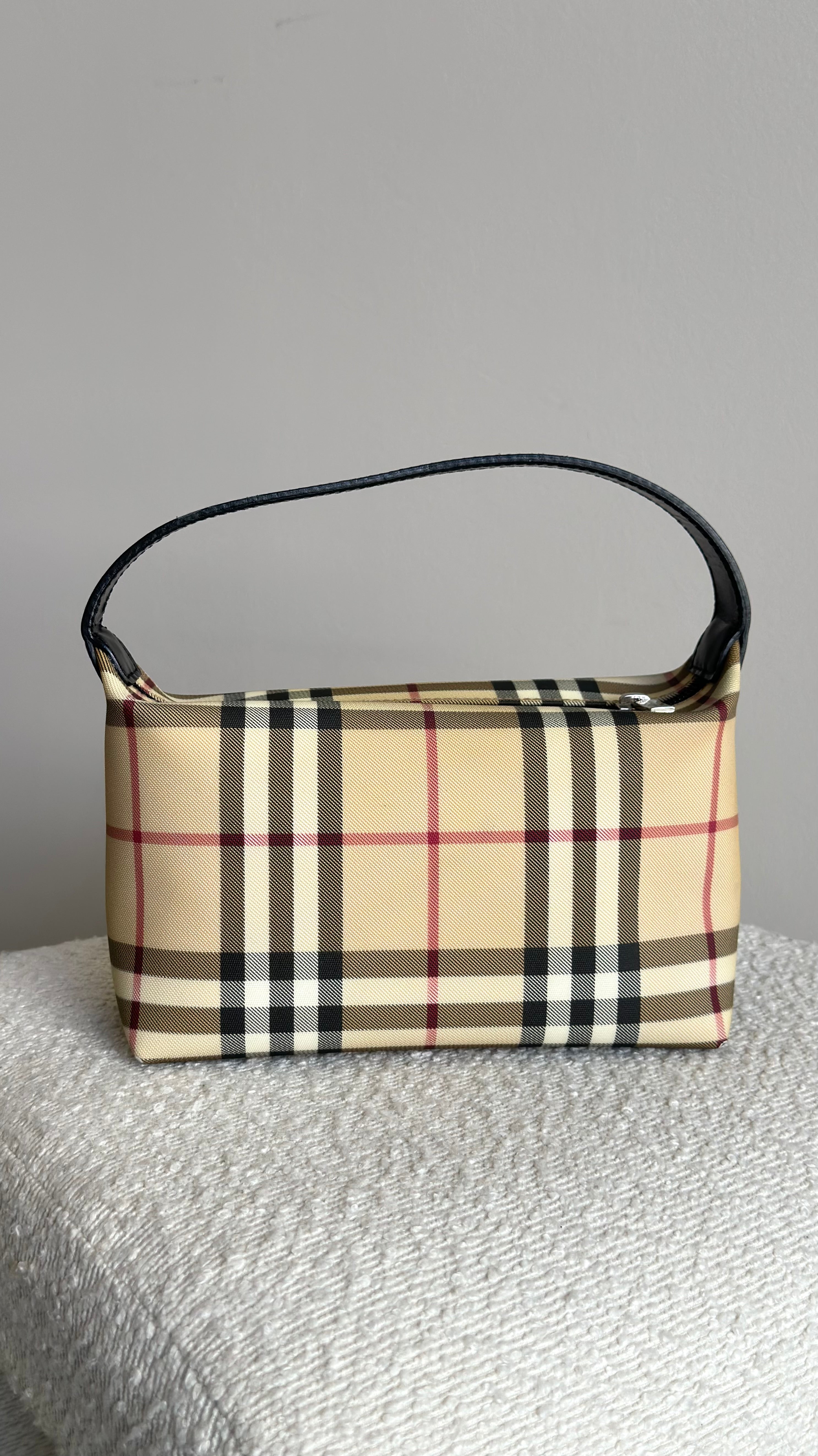 BURBERRY HOUSE CHECK COATED CANVAS HANDBAG IN BEIGE