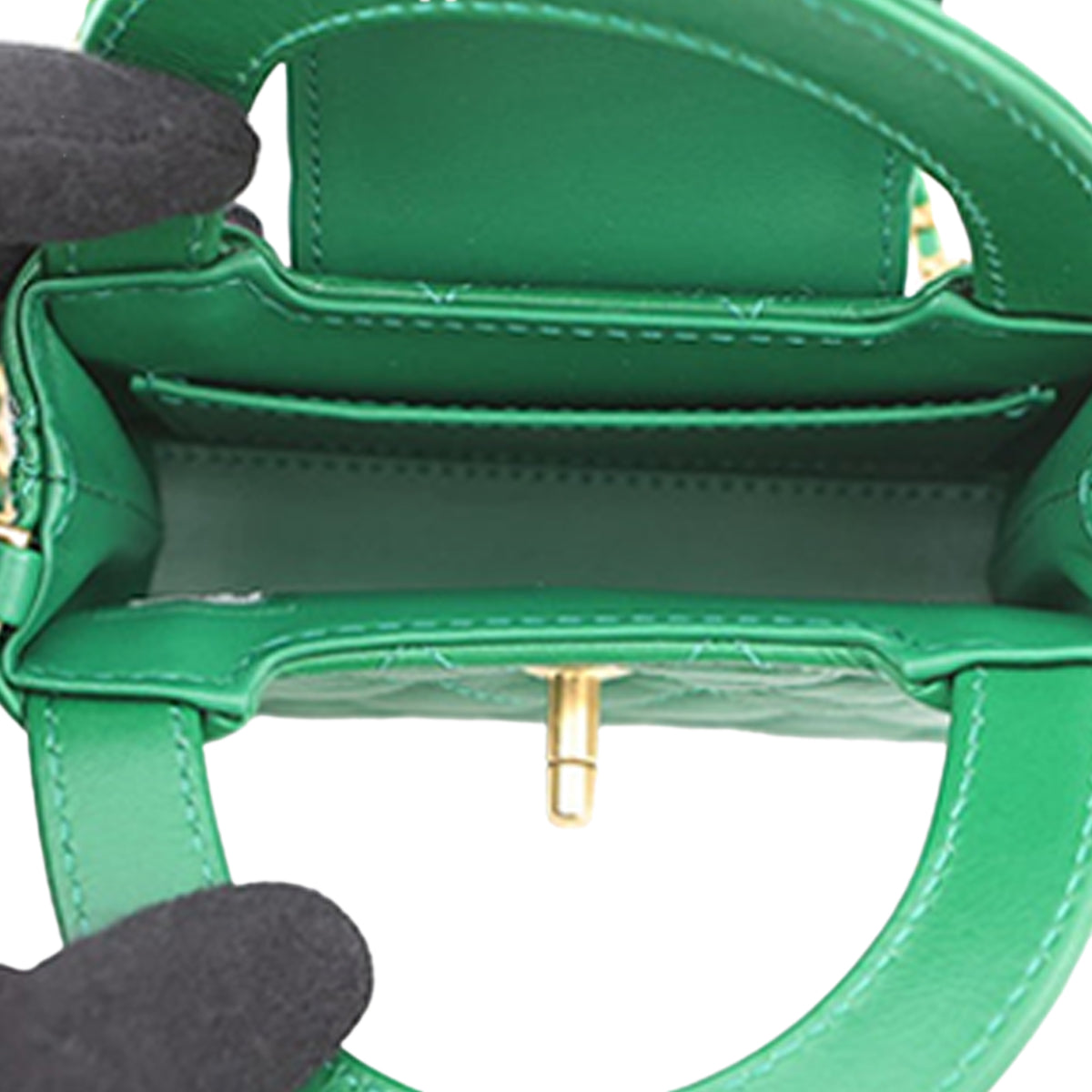 Chanel Nano Aged Calfskin Kelly Shopper Bag Green