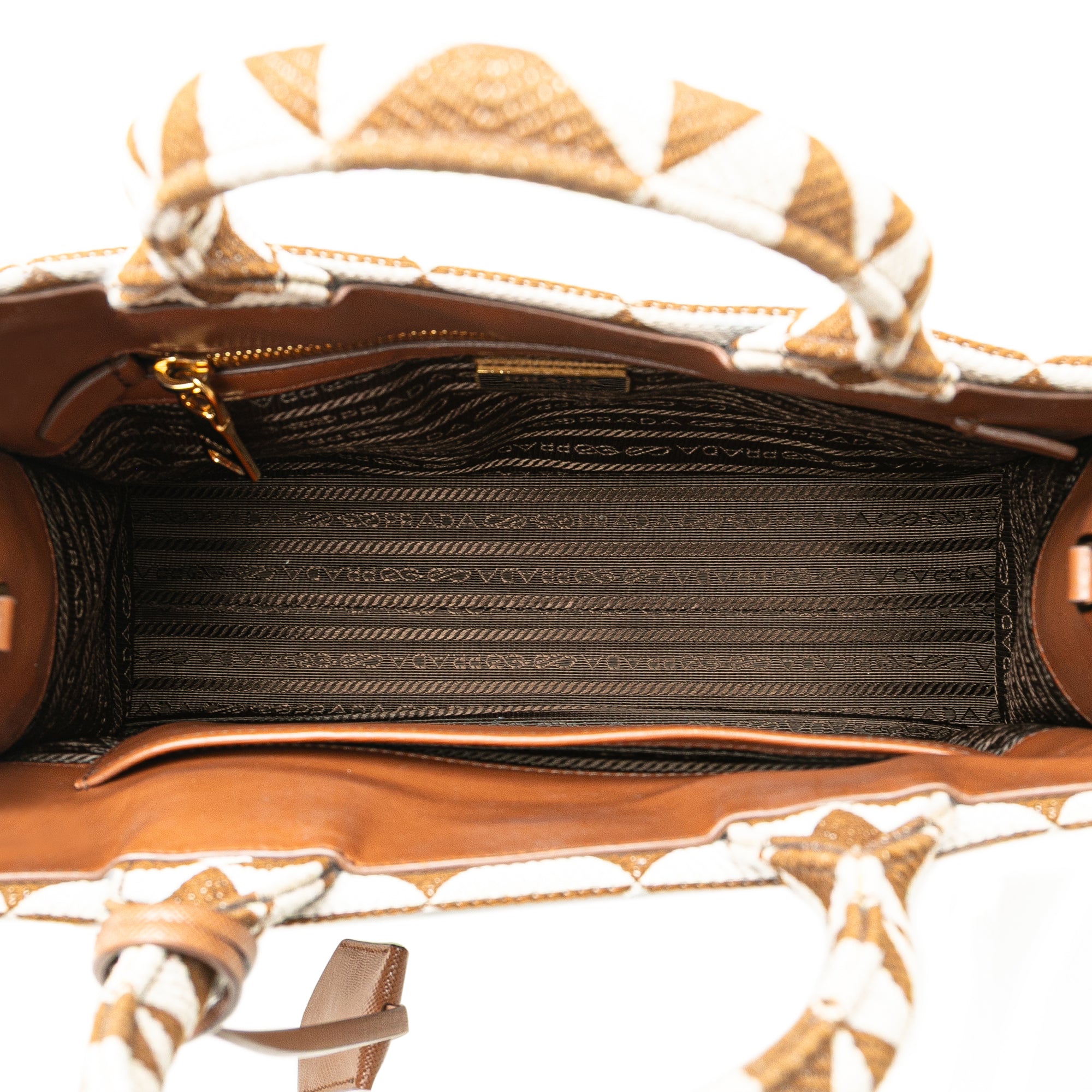 Prada Small Canvas Symbole Triangolo Satchel In Brown