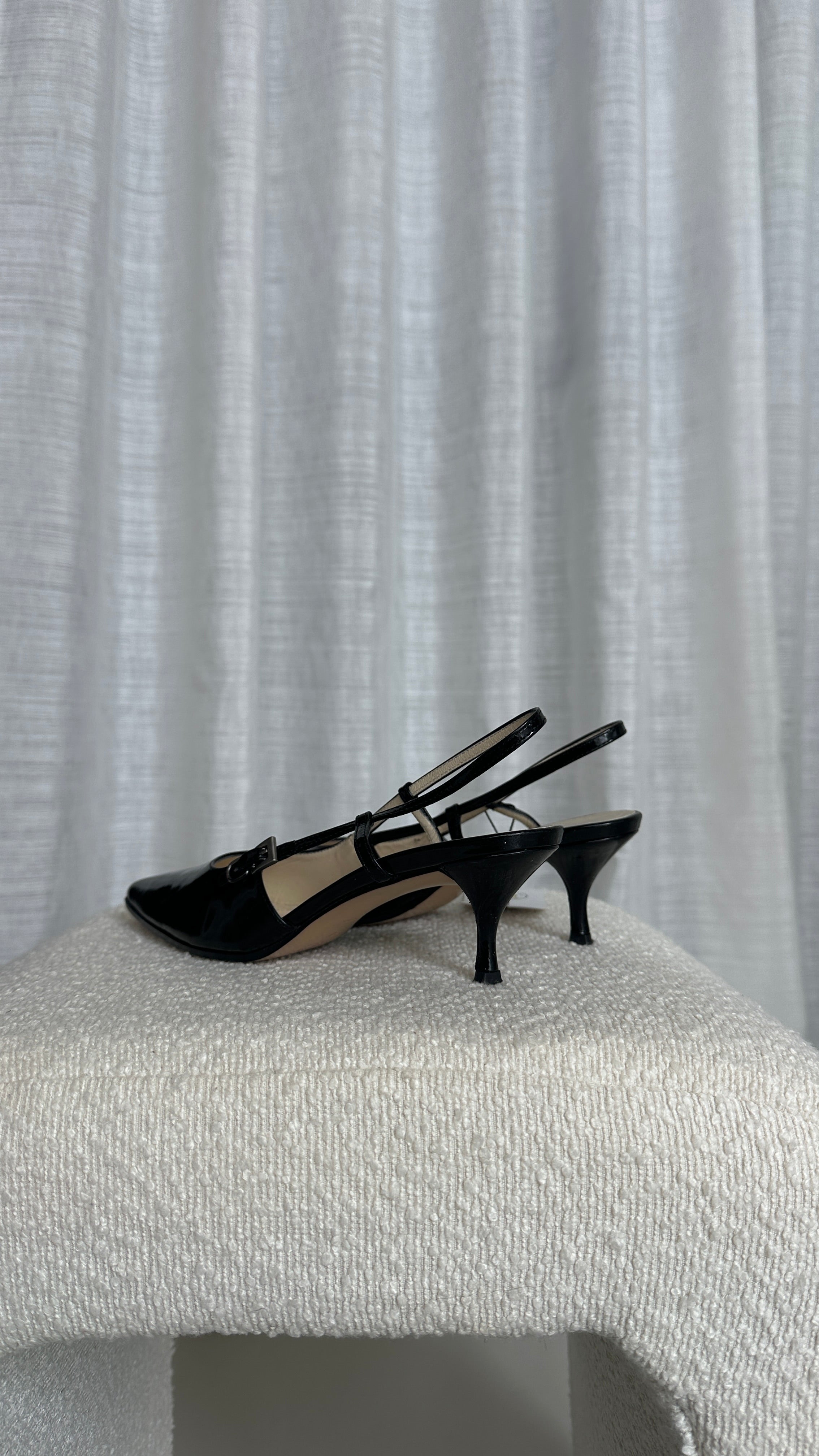 Prada Vintage Slingback Patent Leather Heels - Size 36