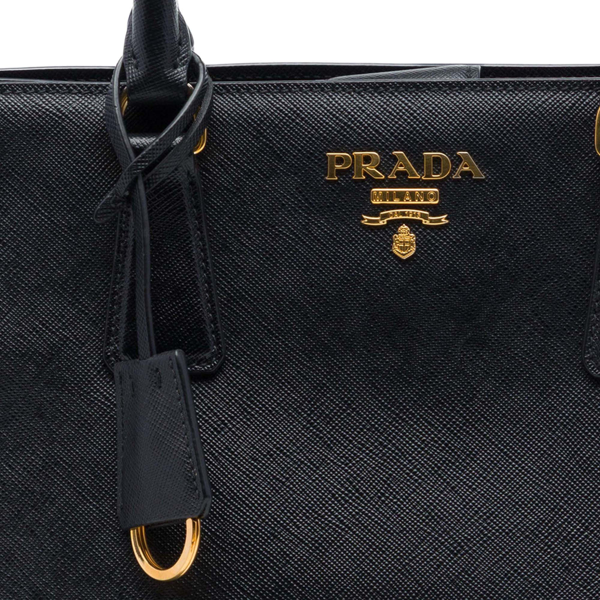 Prada Medium Saffiano Lux Open Convertible Tote in Black