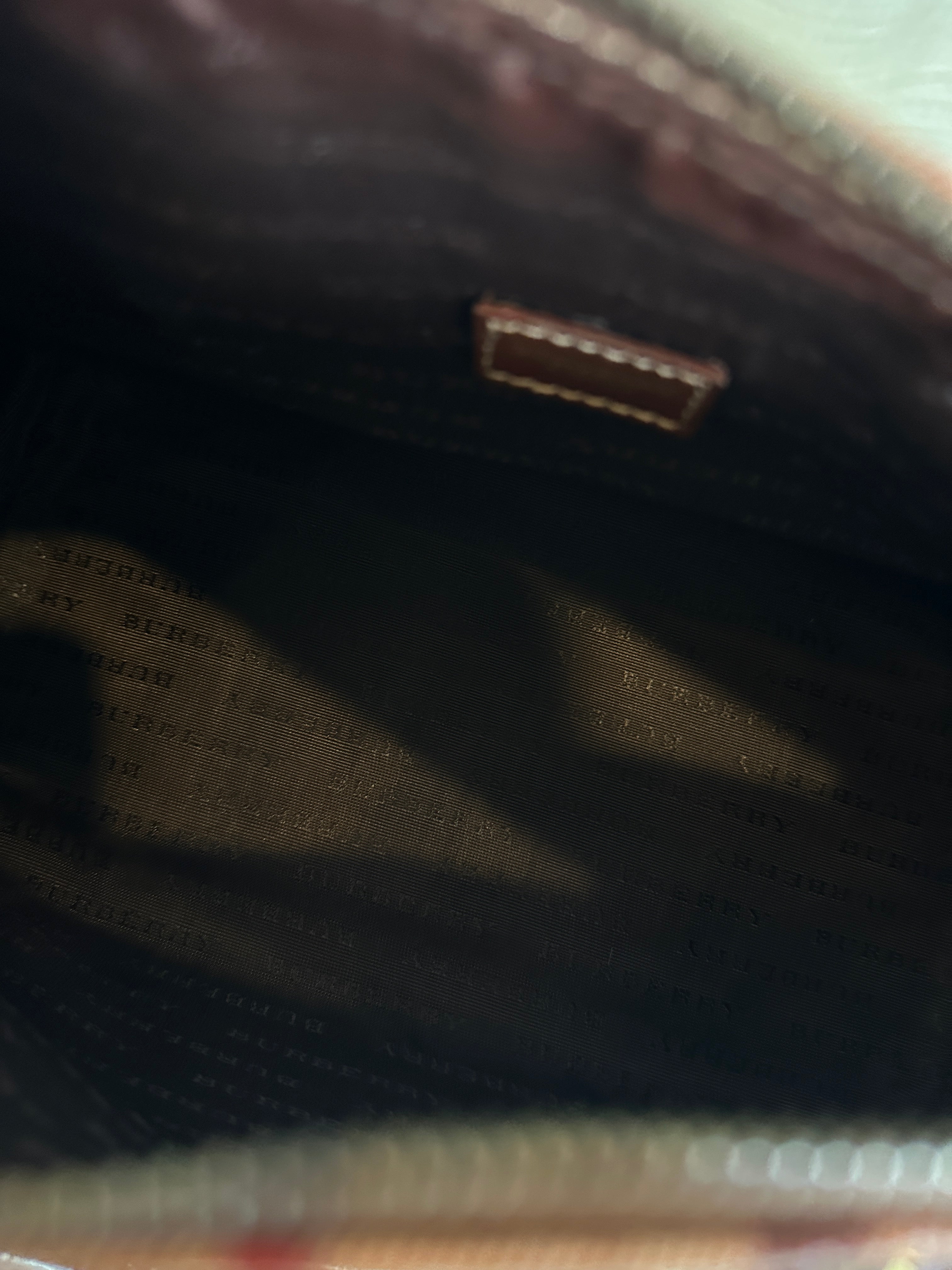 BURBERRY CHECK COATED CANVAS BOSTON BAG IN BROWN