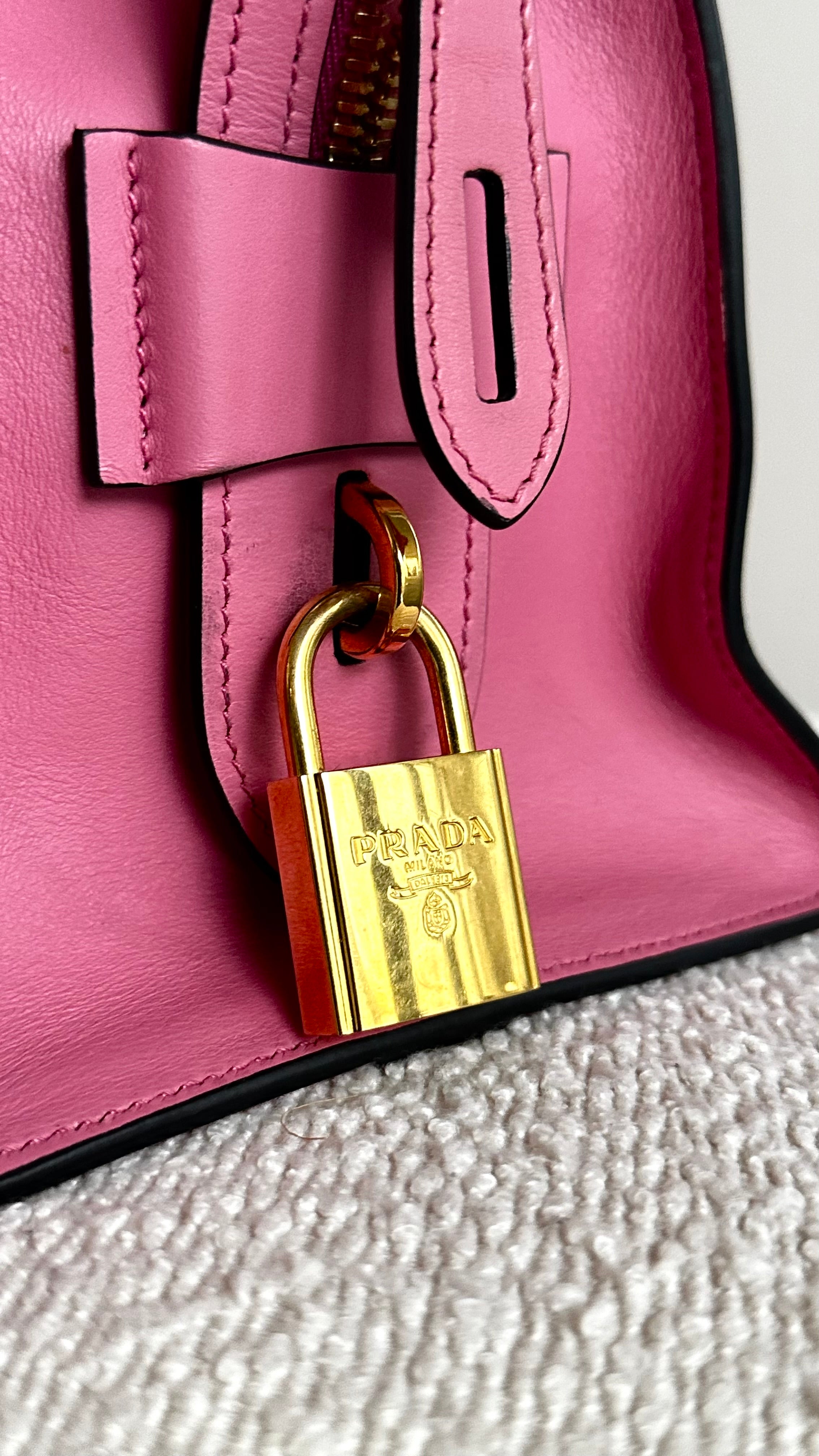 PRADA PARADIGME LEATHER BAG - IN PINK AND BLUE