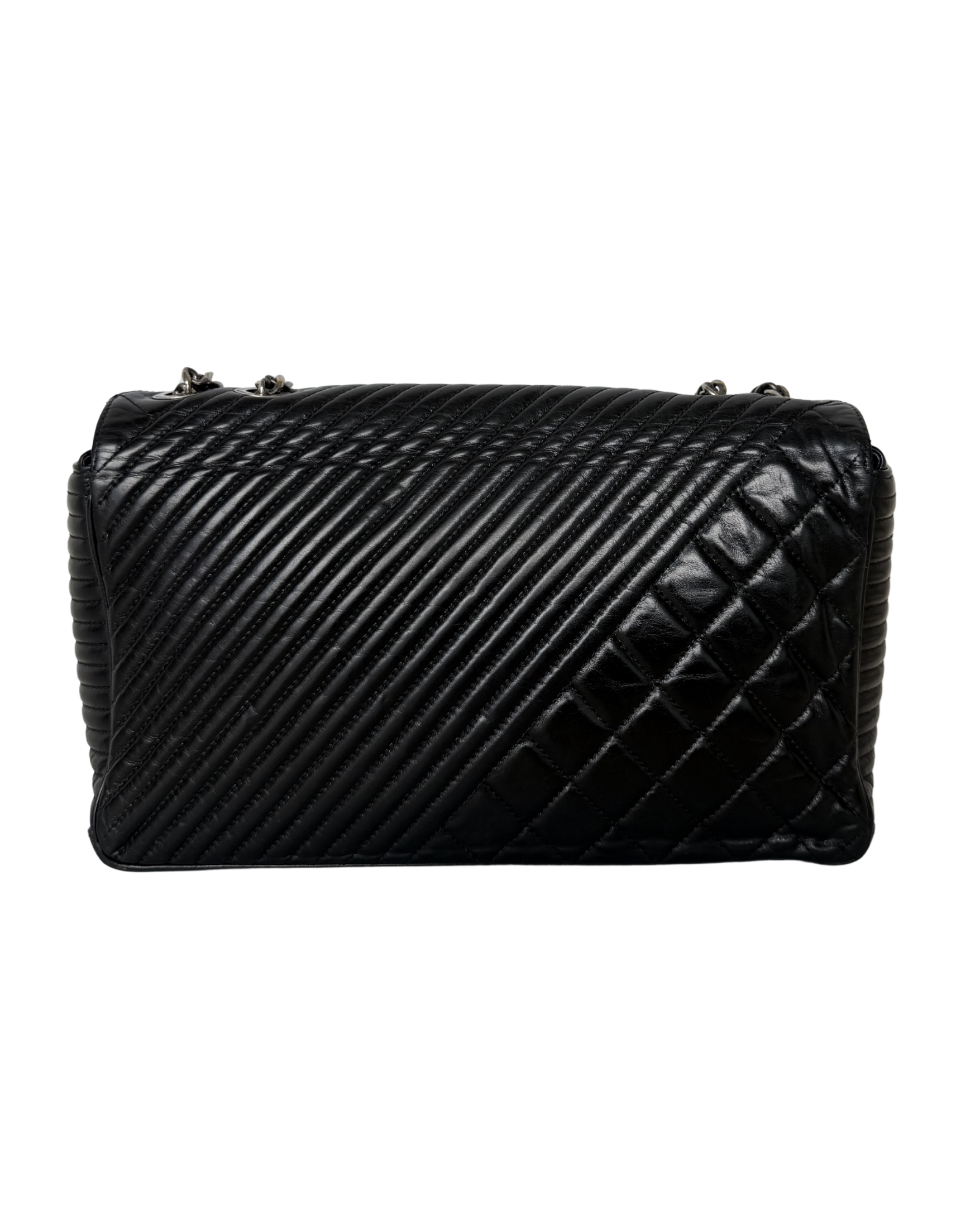 CHANEL LARGE QUILTED COCO BOY FLAP SHOULDER BAG IN BLACK