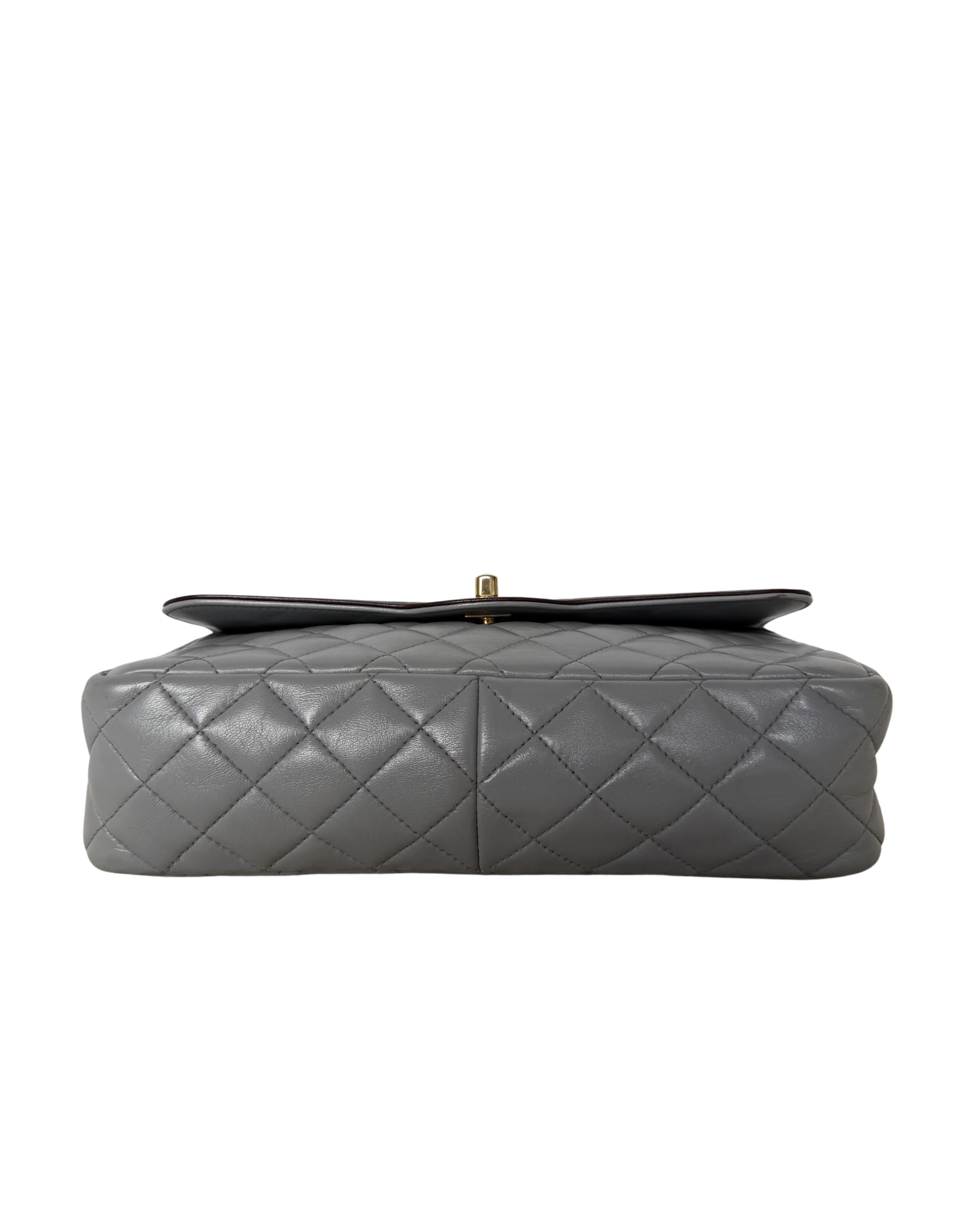 CHANEL MEDIUM LAMBSKIN QUILTED TWO TONE DAY FLAP GREY AND BURGUNDY