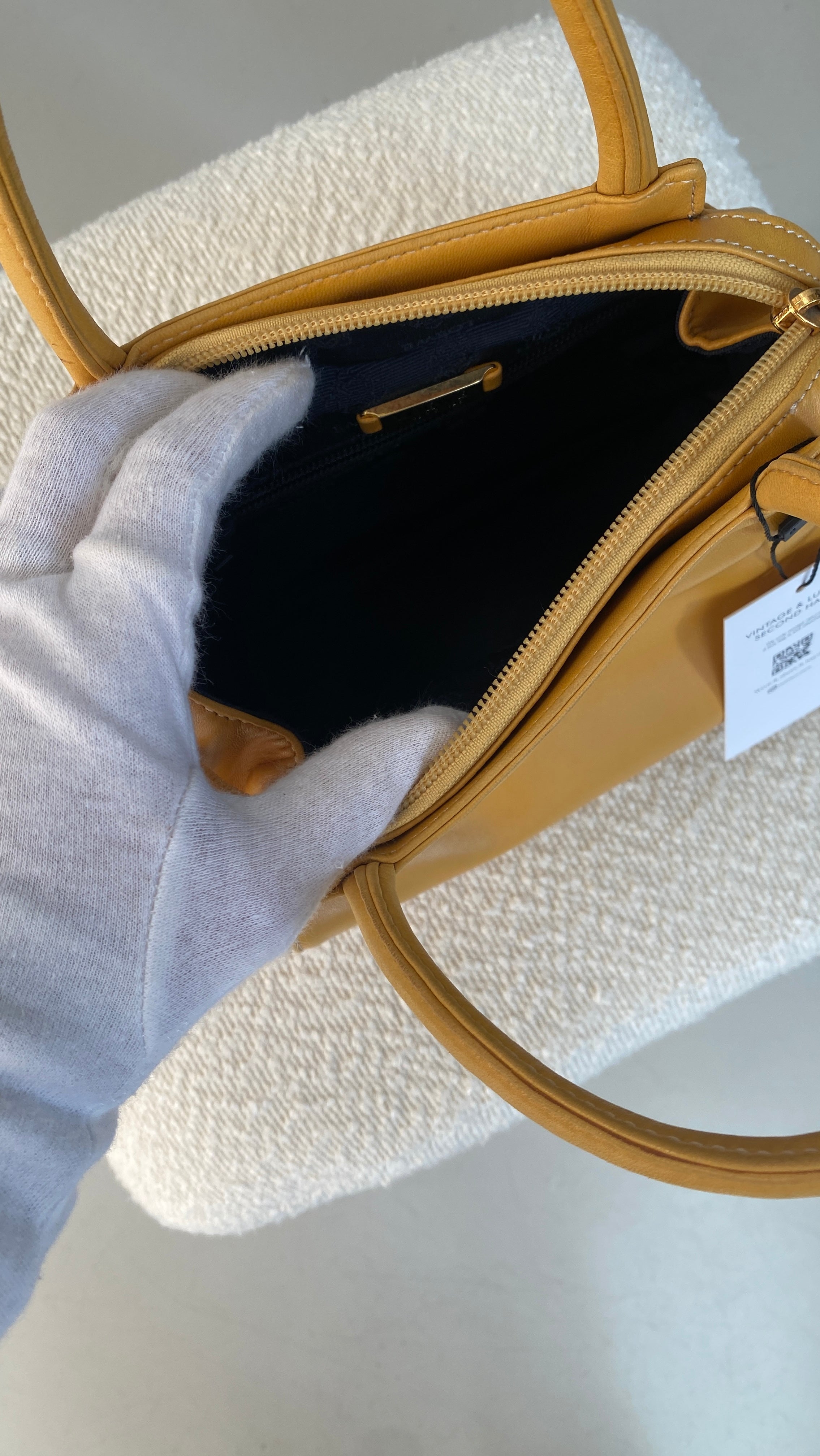 Loewe Anagram Vintage Leather Handbag In Yellow