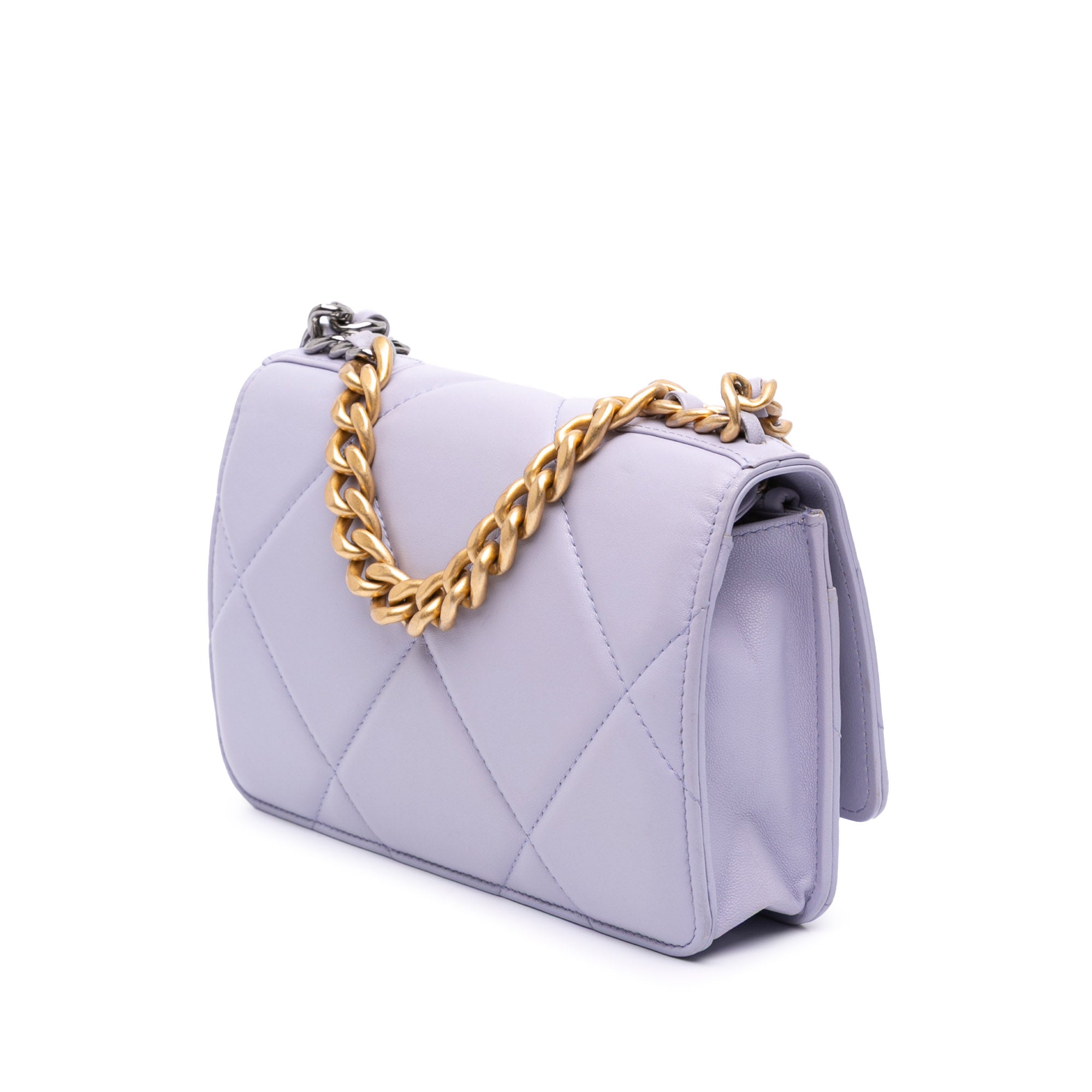 Chanel Quilted Lambskin 19 Wallet on Chain In Purple