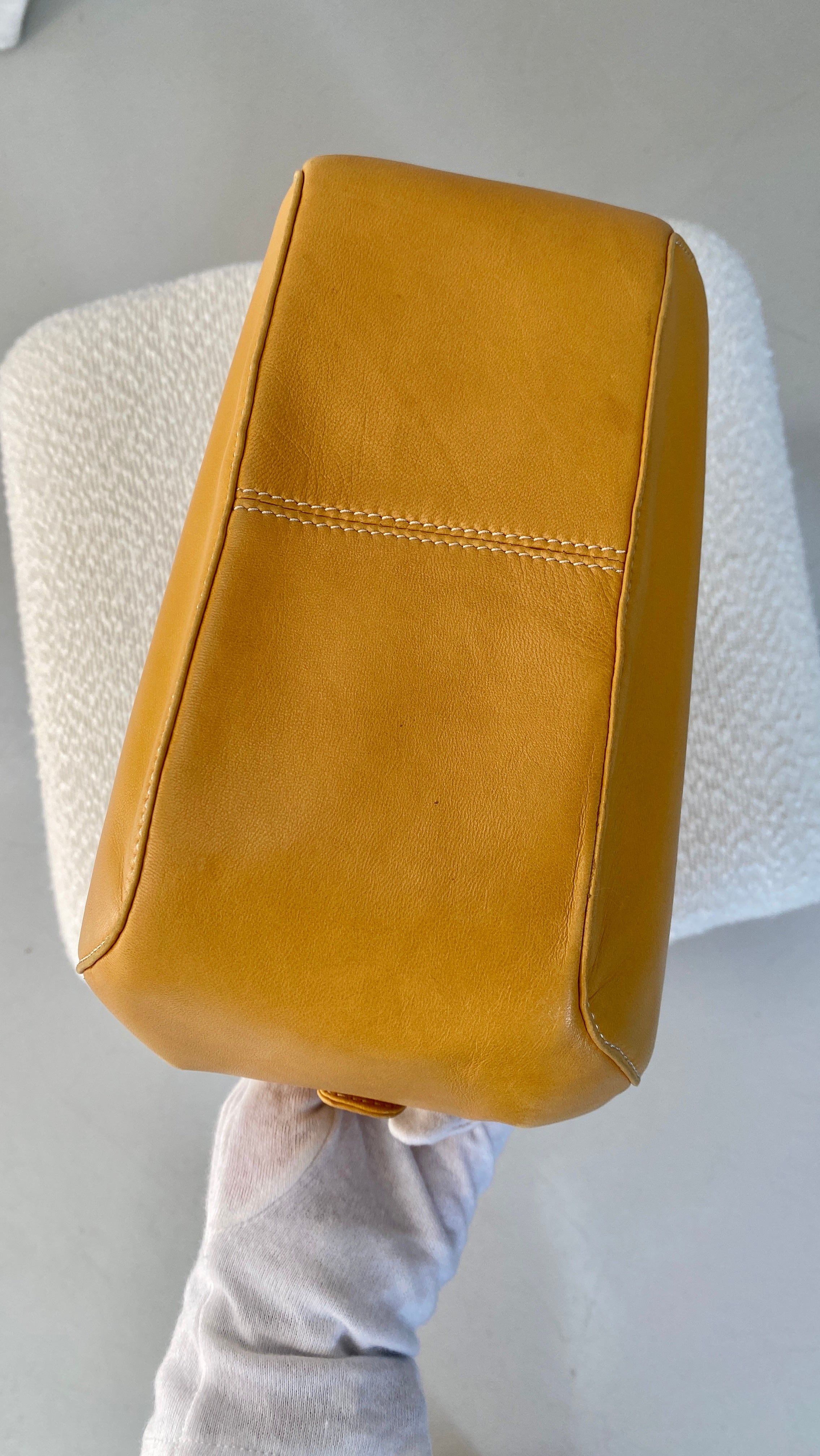 Loewe Anagram Vintage Leather Handbag In Yellow