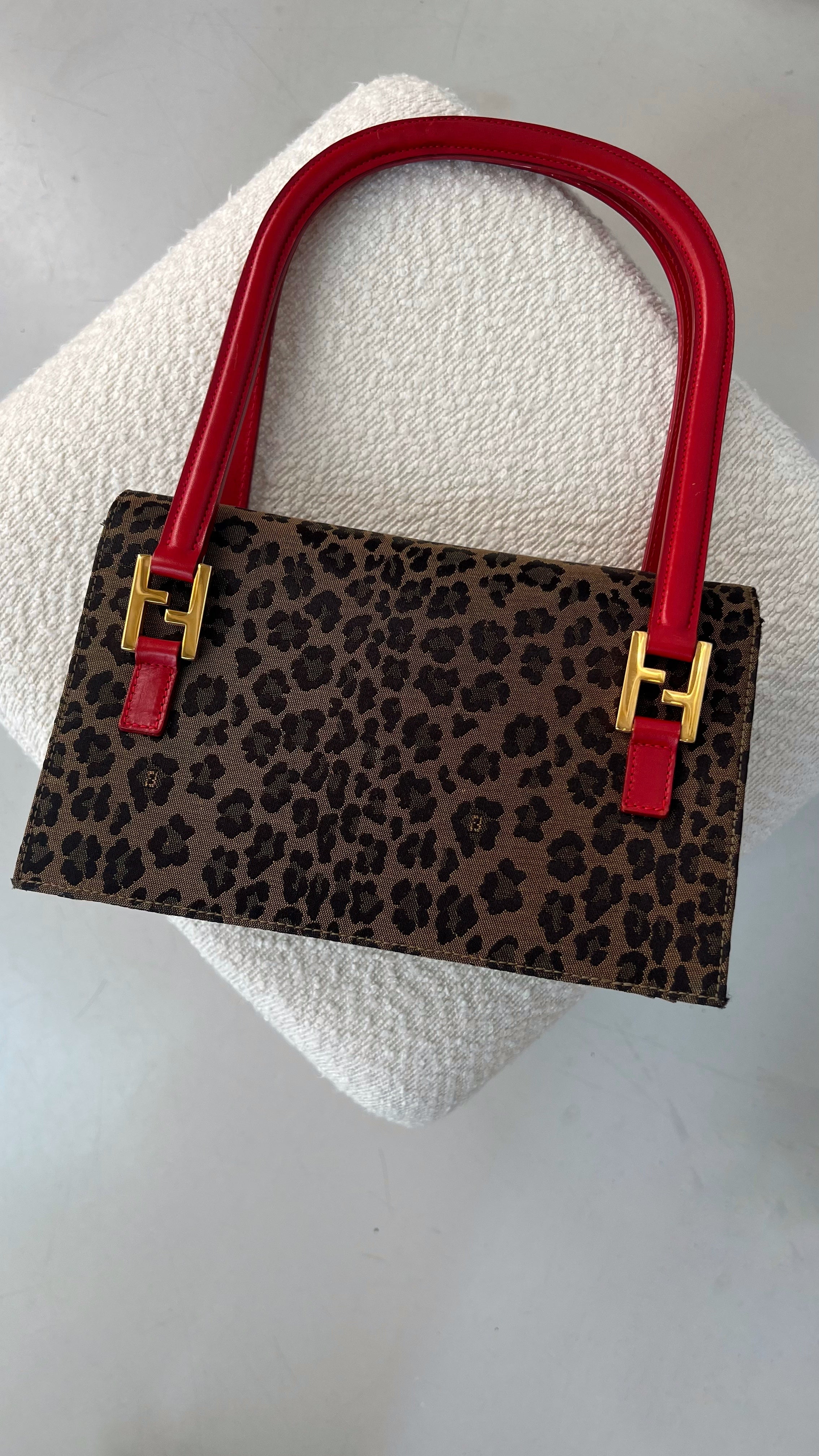 Fendi Leopard Print Canvas Handbag