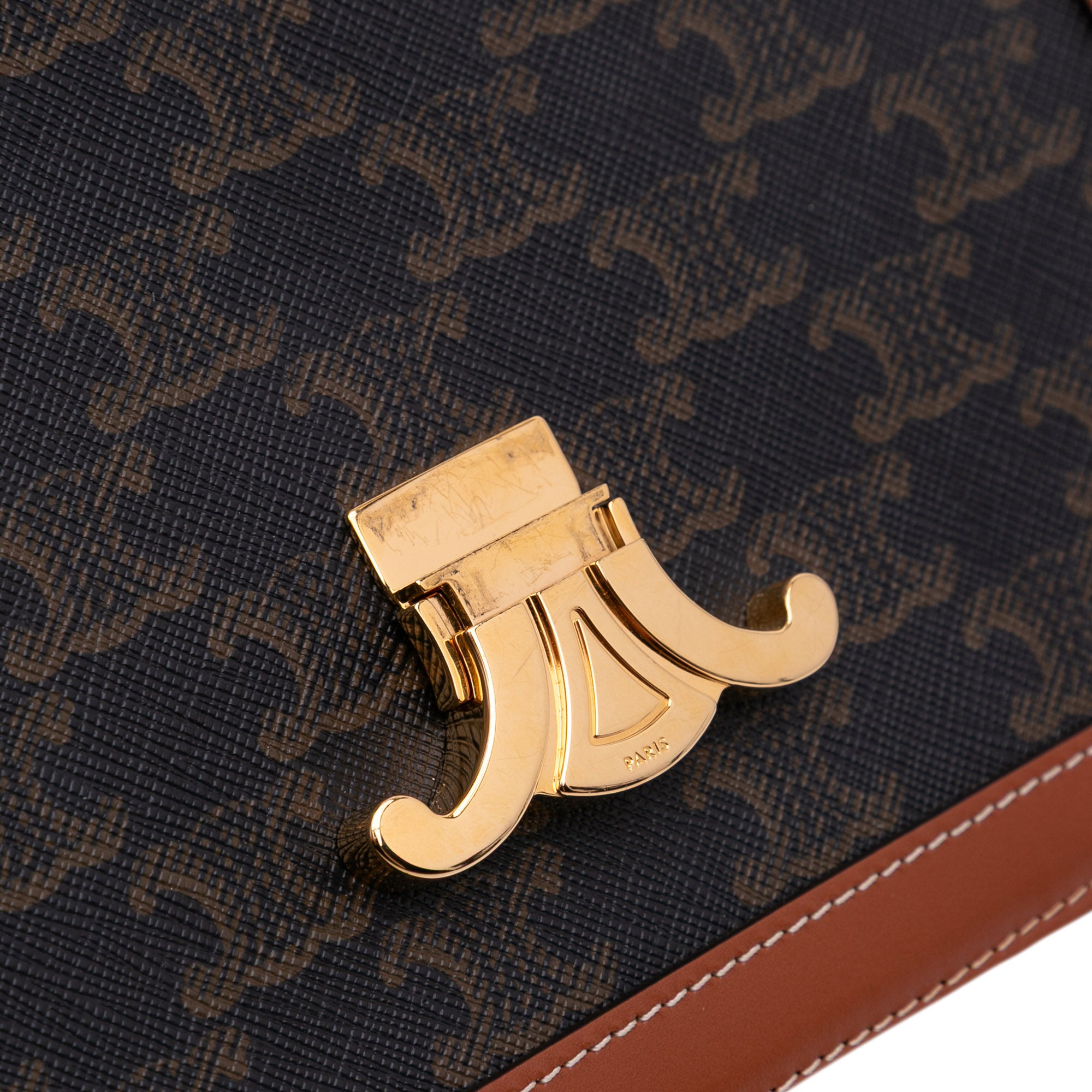 Celine Classique Triomphe Coated Canvas and Calfskin Triomphe Crossbody