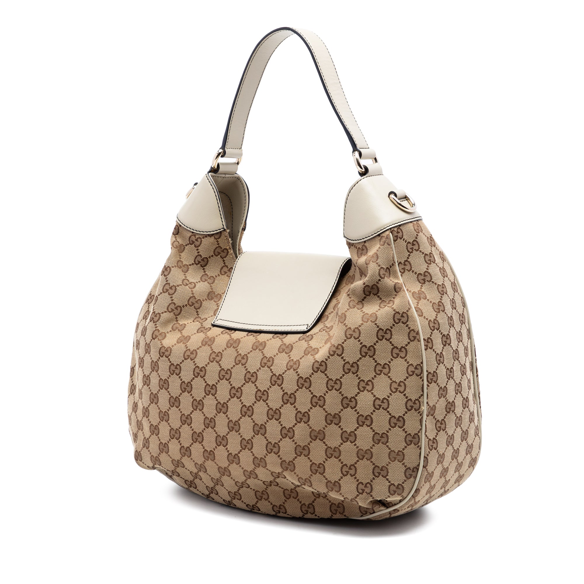 Gucci Medium GG Canvas Emily Flap Satchel White