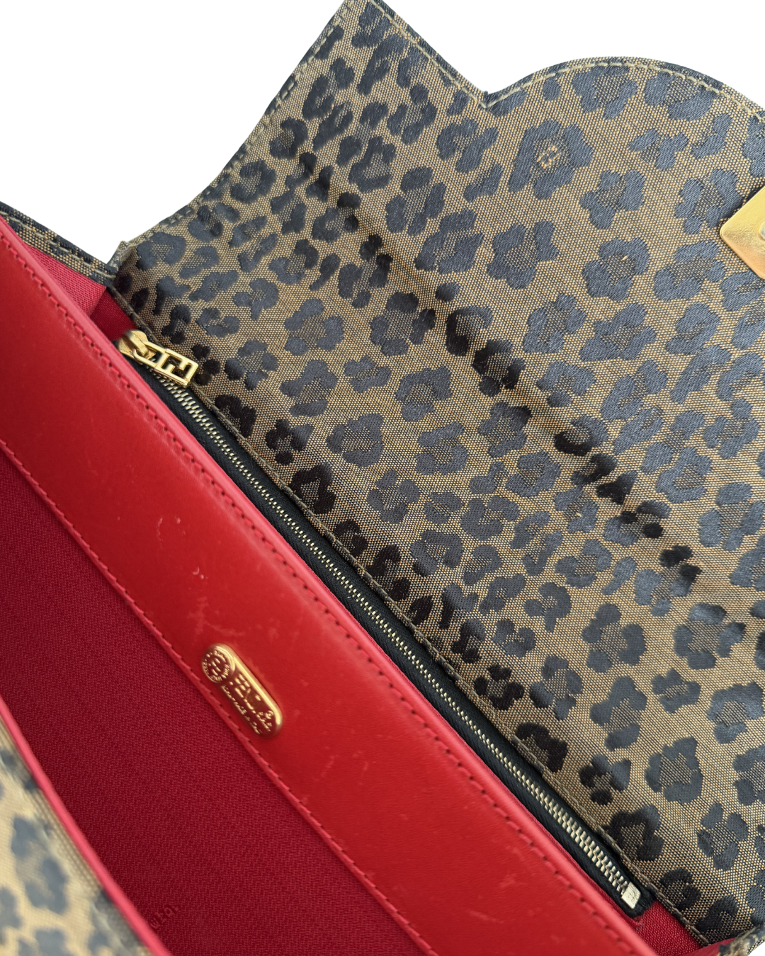 Fendi Leopard Print Canvas Handbag