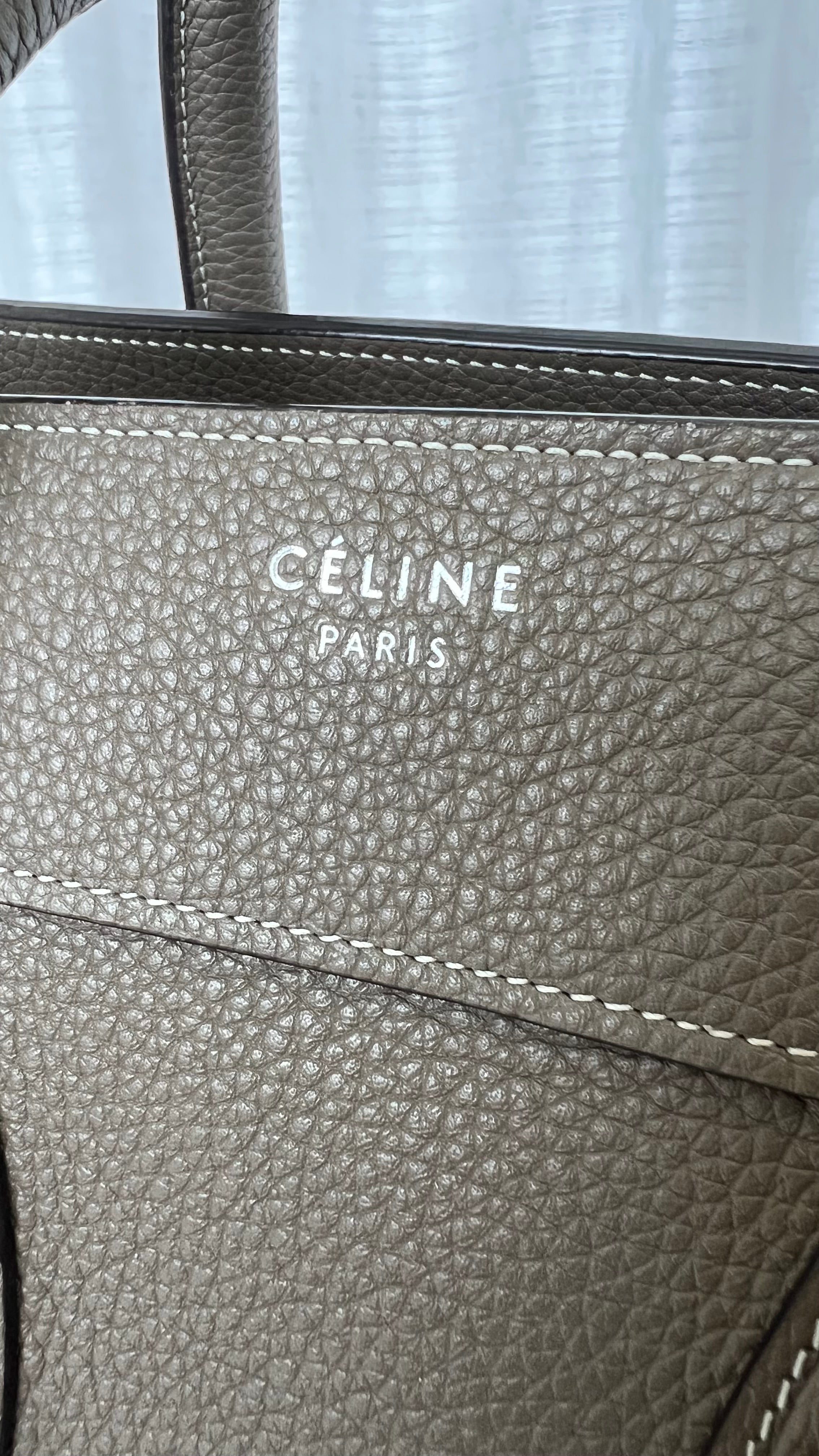 Celine Leather Luggage Tote Bag In Grey