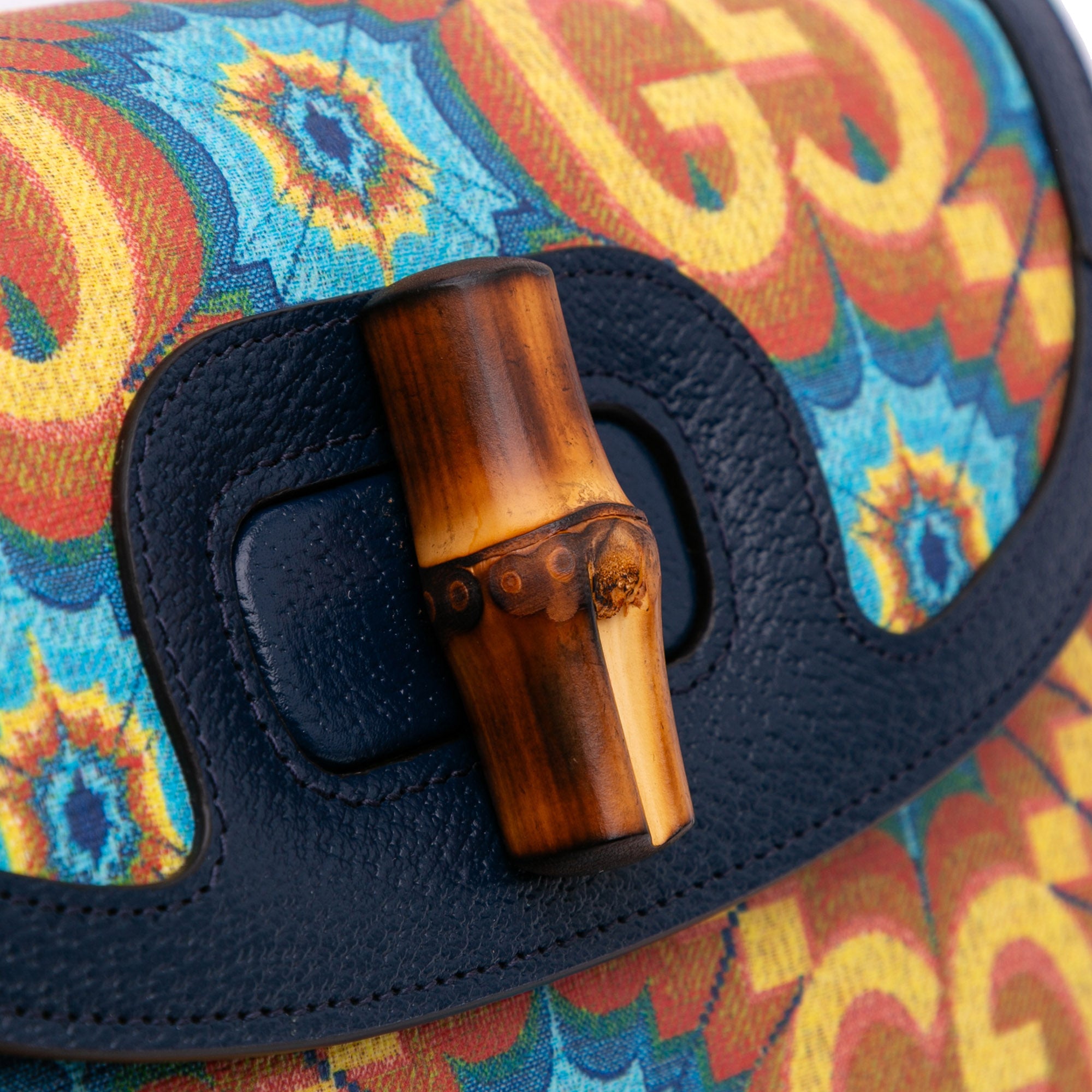 Gucci 100th Anniversary Medium GG Coated Canvas Kaleidoscope 1947 Bamboo Top Handle Bag