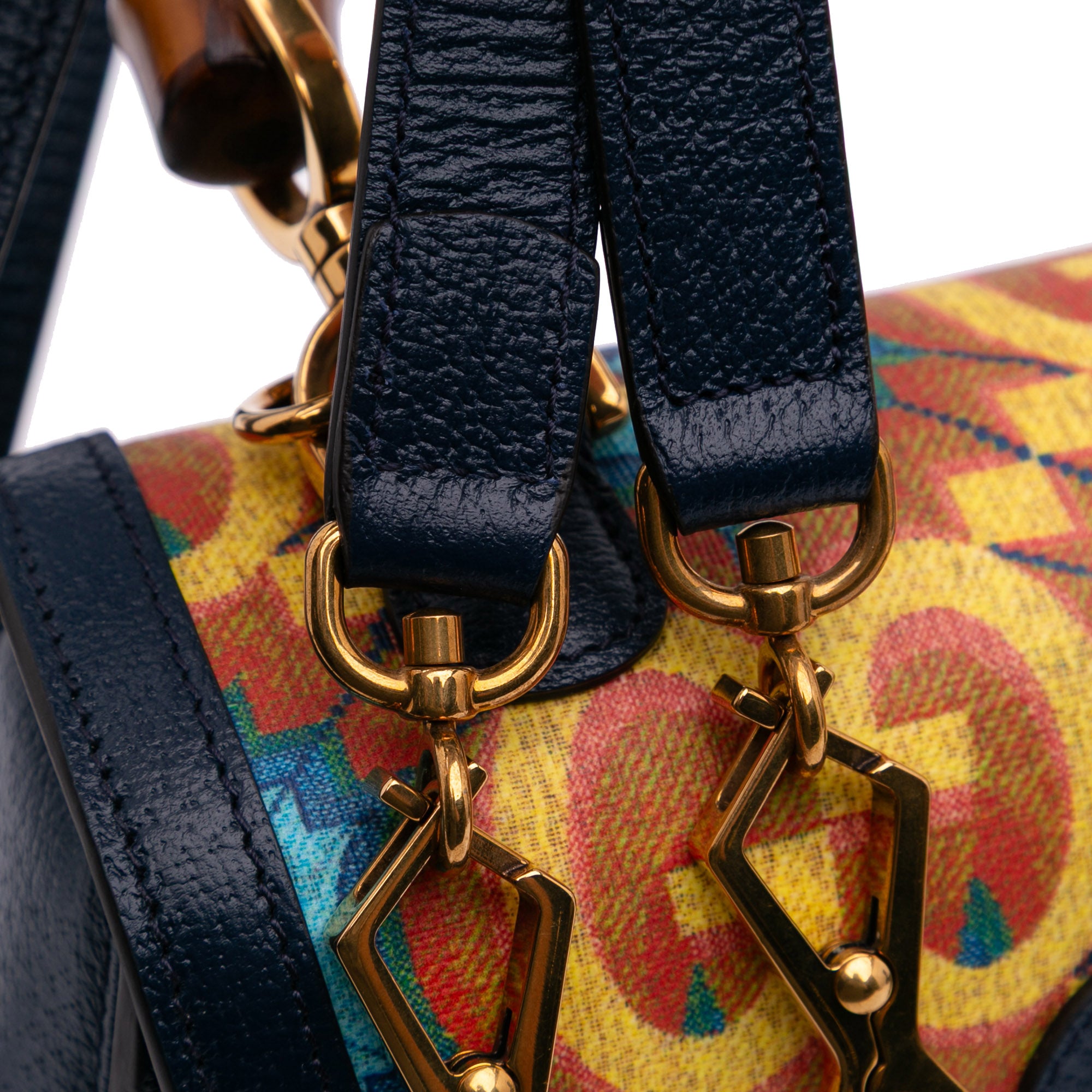 Gucci 100th Anniversary Medium GG Coated Canvas Kaleidoscope 1947 Bamboo Top Handle Bag