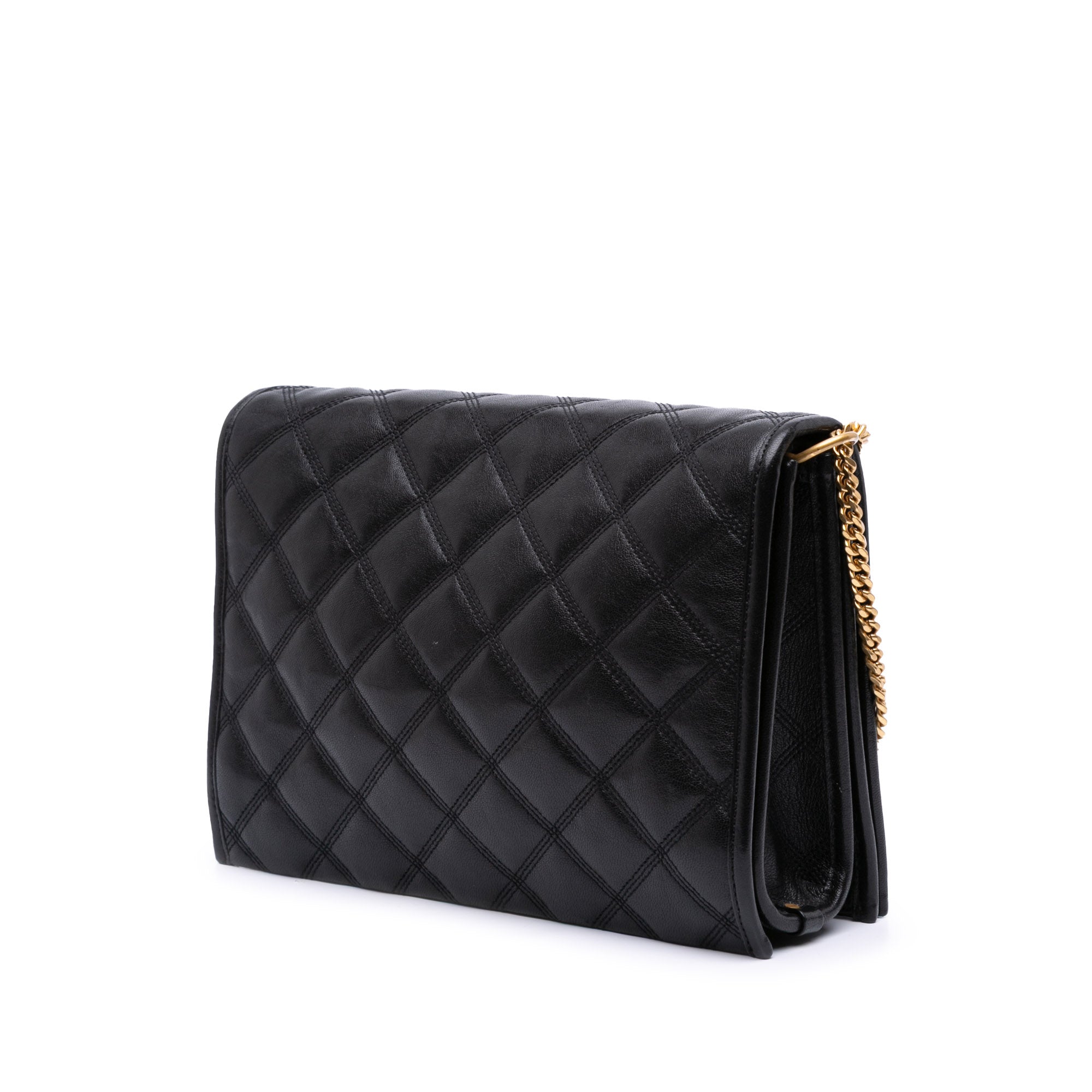 Saint Laurent Small Quilted Lambskin Becky Chain Shoulder Bag In Black