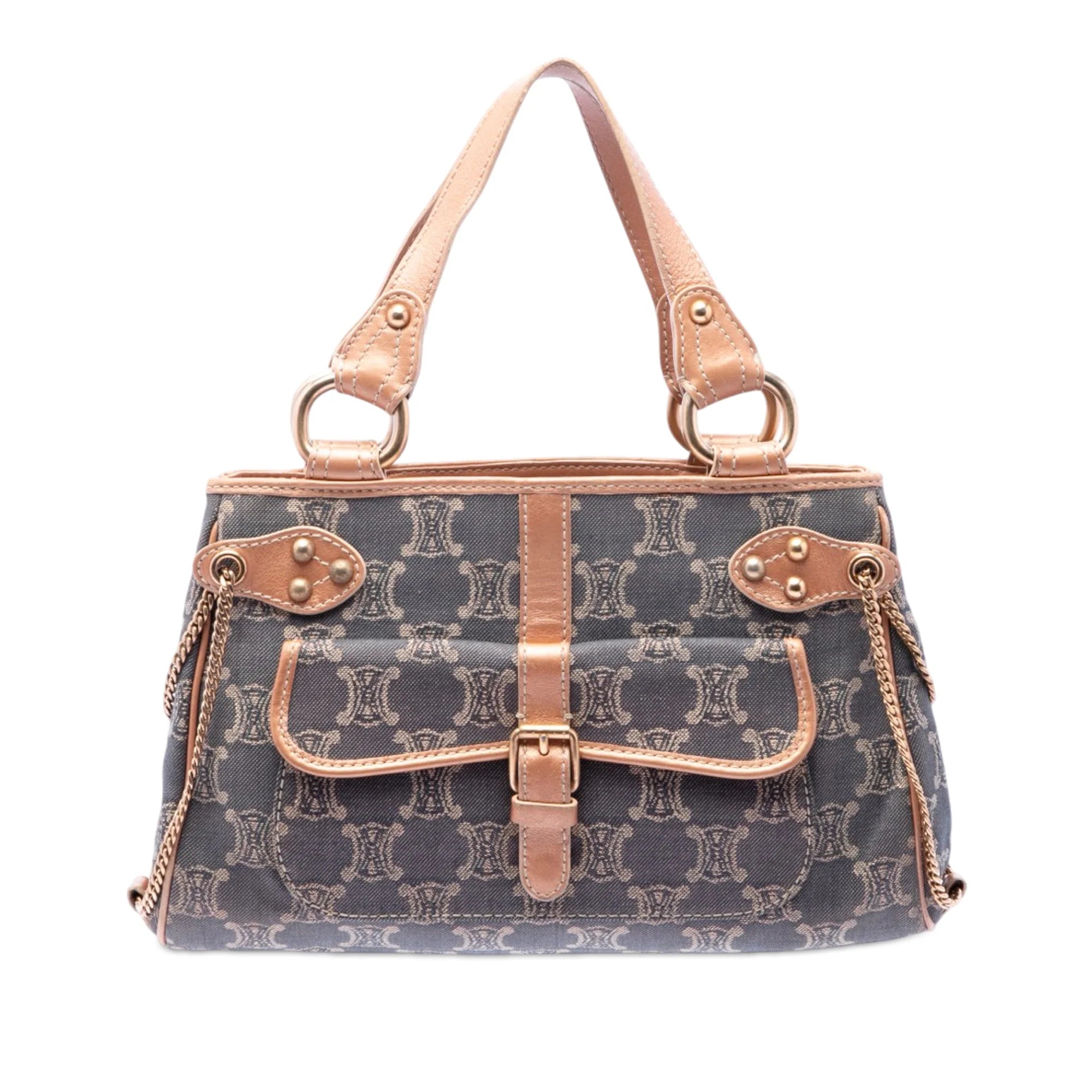 CELINE MACADAM DENIM HANDBAG IN BLUE