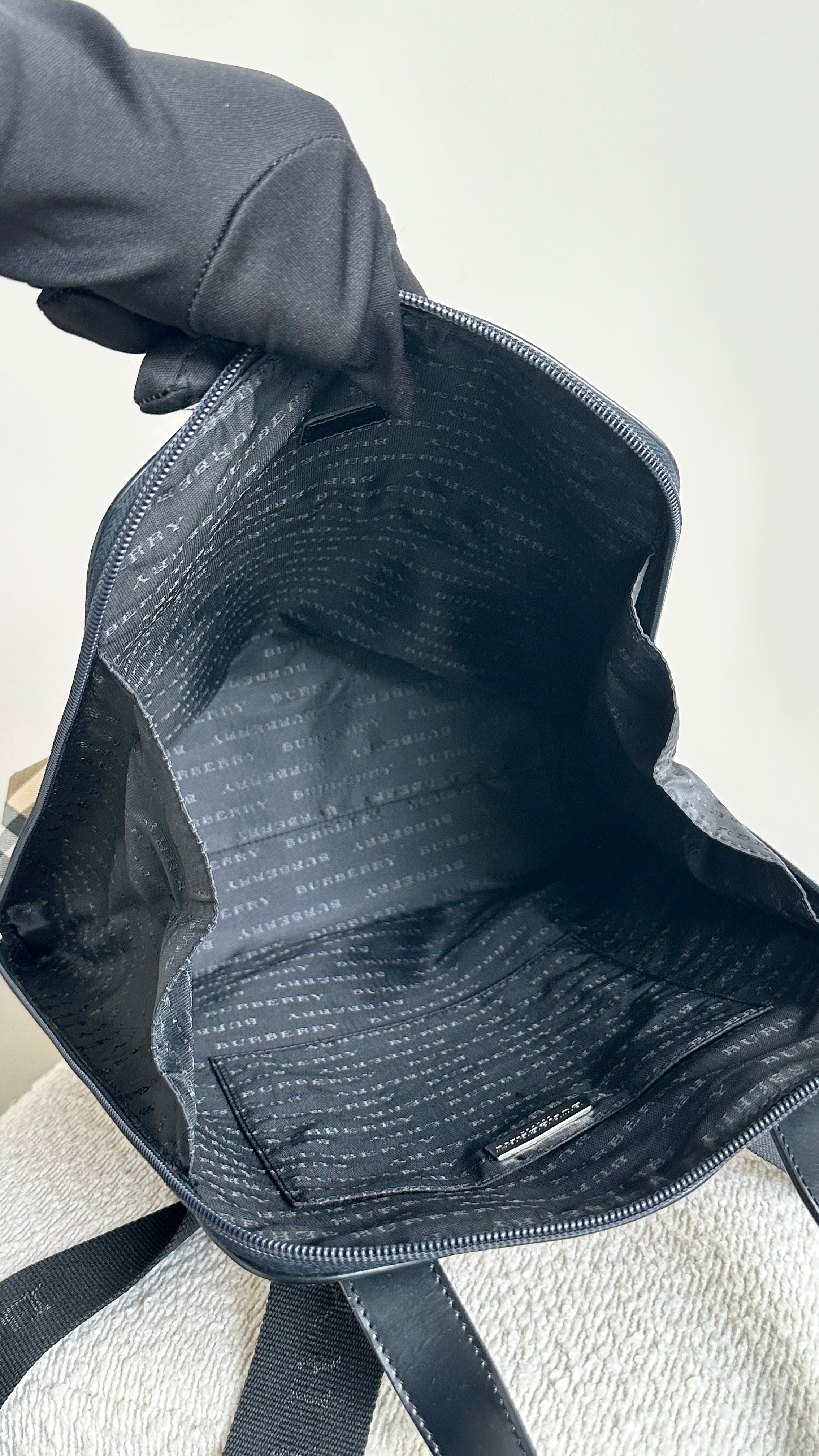 BURBERRY NOVA CHECK CANVAS BACKPACK IN BEIGE