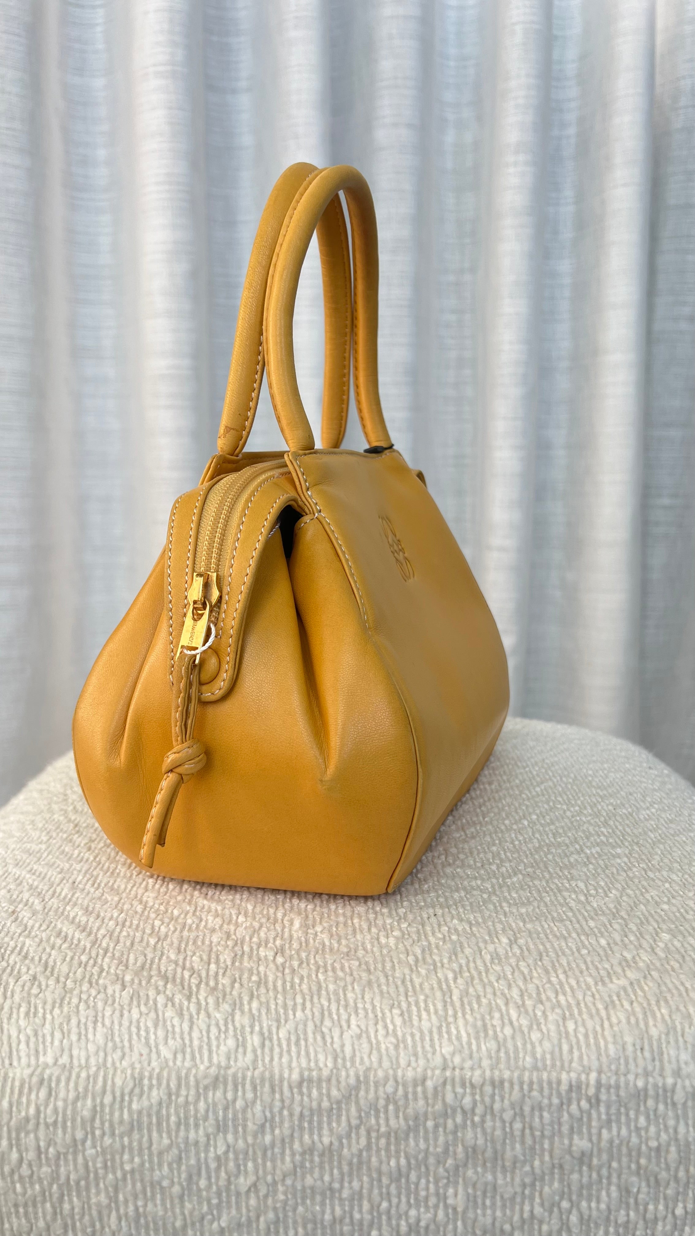 Loewe Anagram Vintage Leather Handbag In Yellow