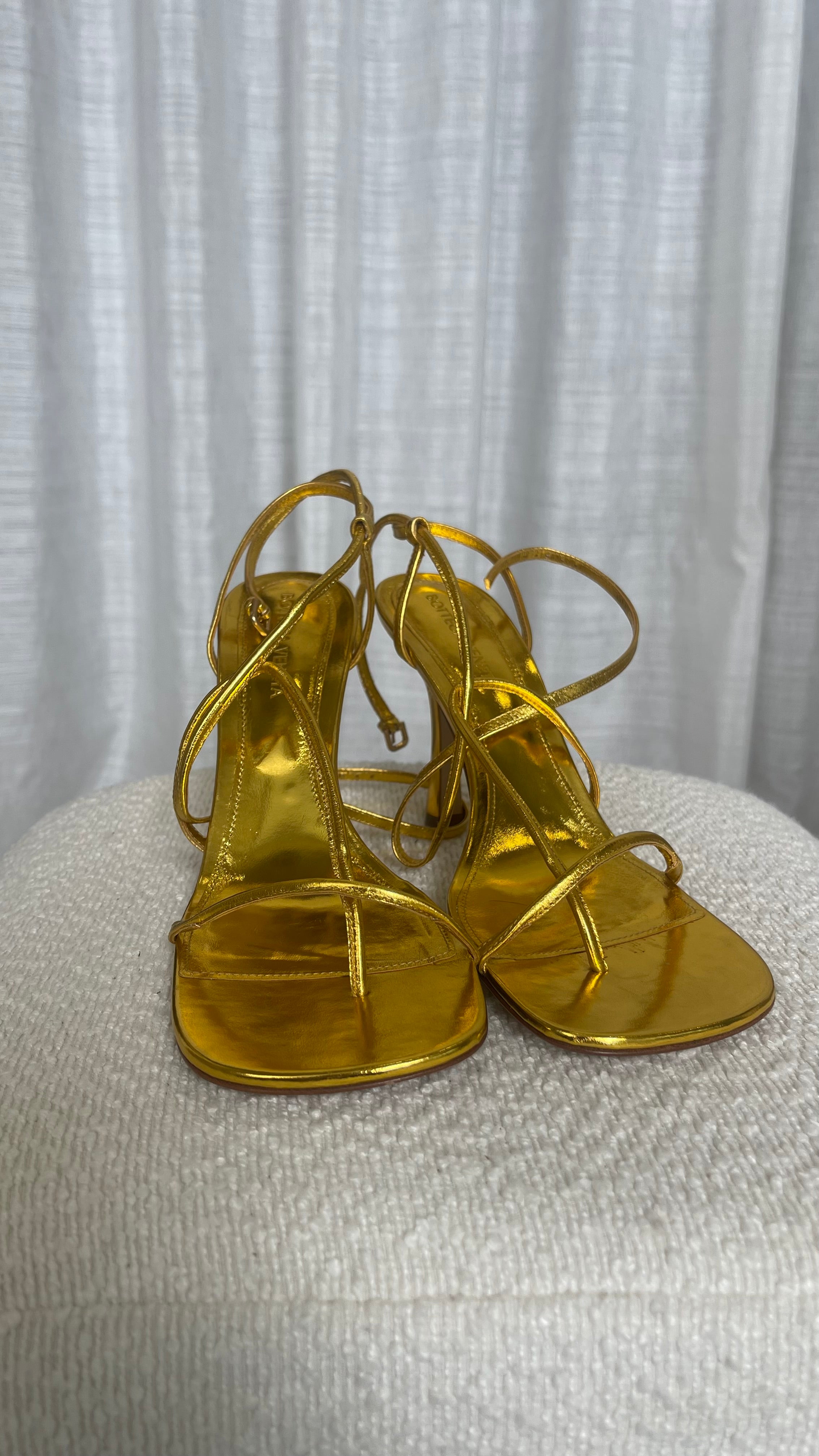 Bottega Veneta Heel Sandals In Golden - Size 37.5