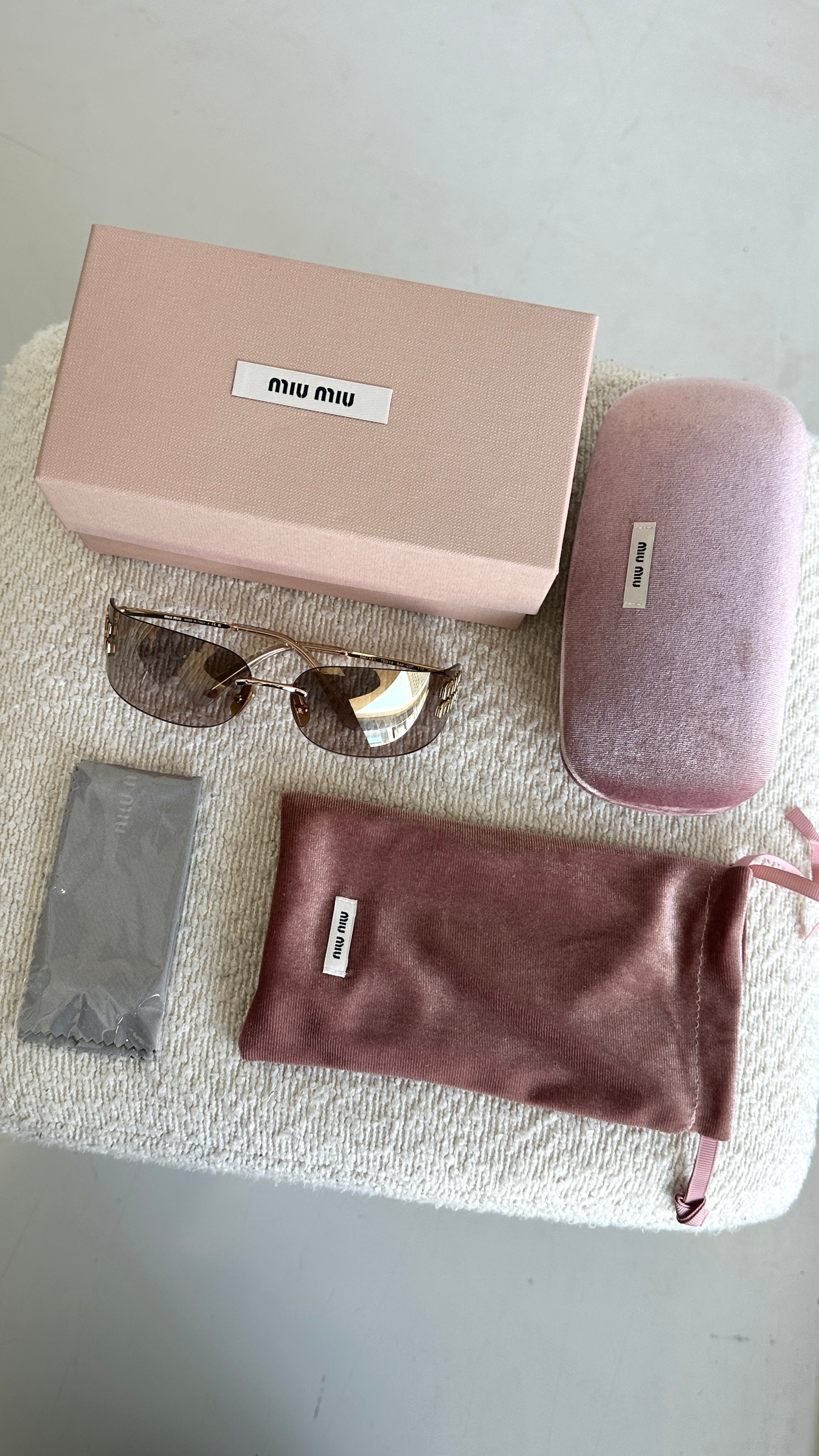 MIU MIU AUBE SUNGLASSES IN ROSE GOLD