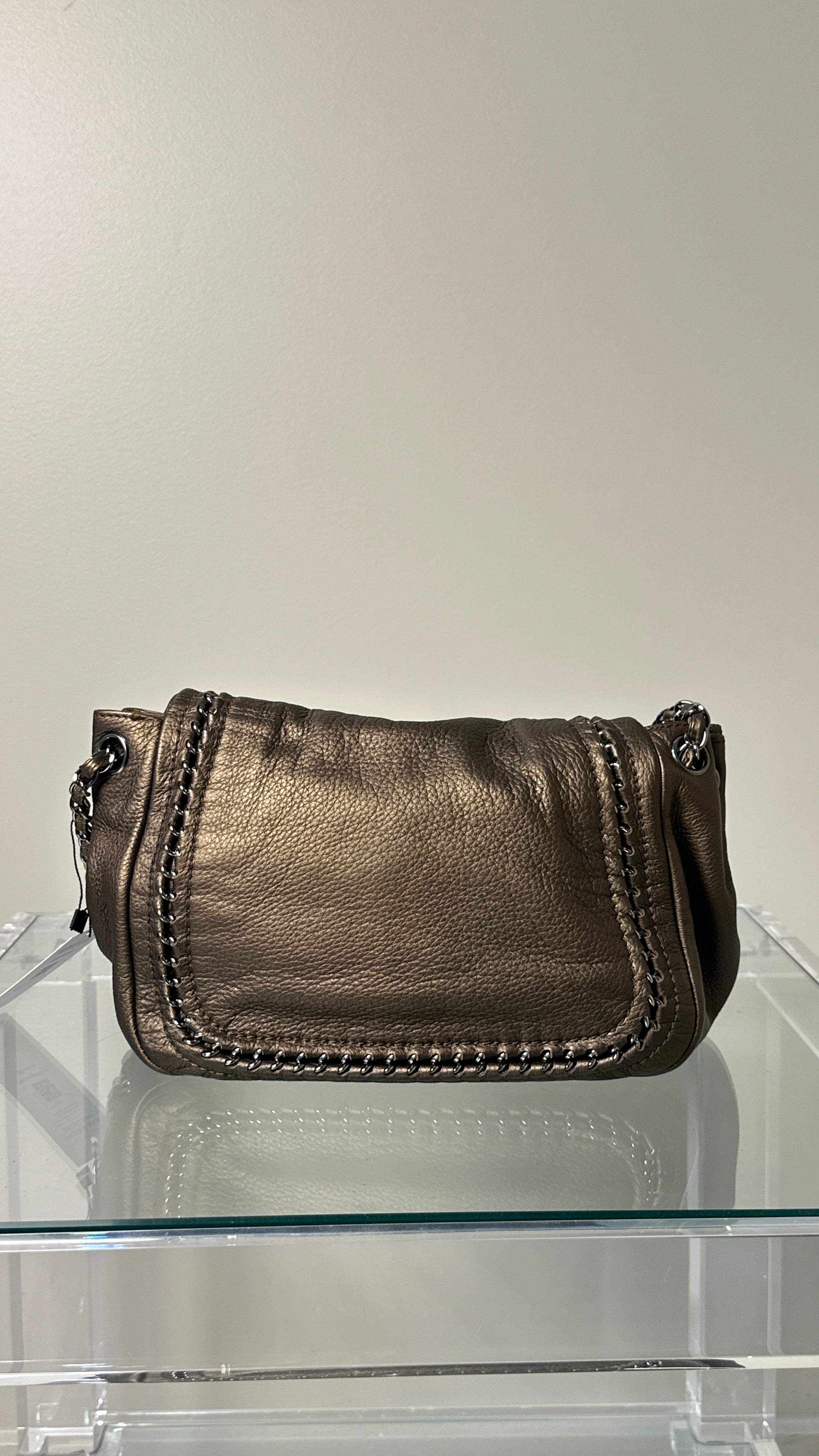 CHANEL LUXURY LINE LEATHER SINGLE FLAP IN BRONZE