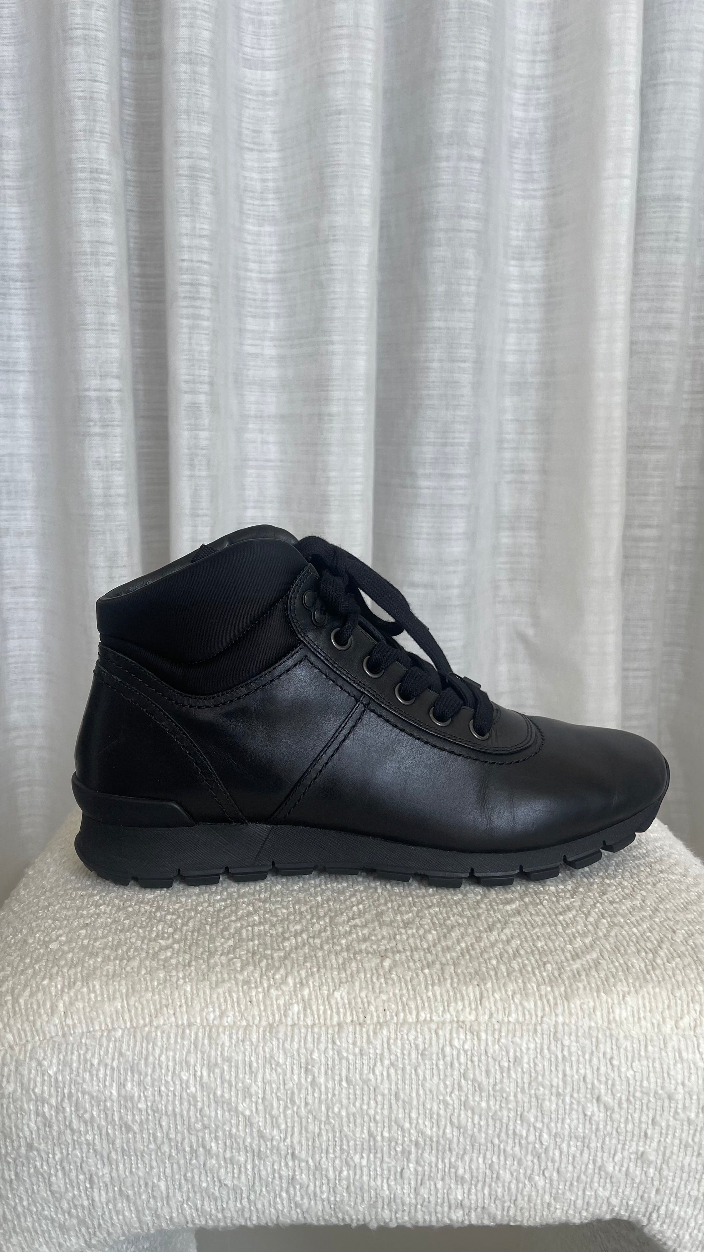 Prada Leather Boots In Black - Size 42