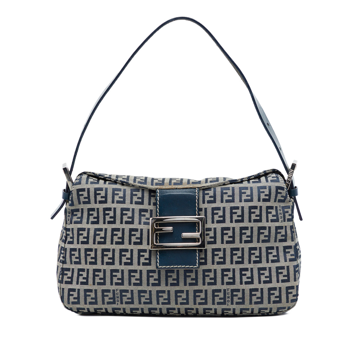 Fendi Zucchino Double Flap Slhoulder Bag Gray